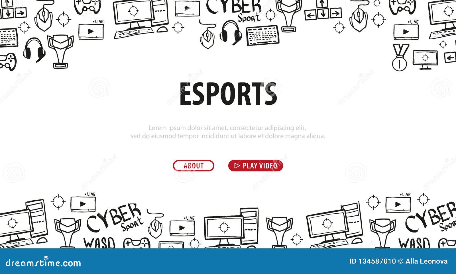 cyber sport banner. esports gaming. video games. live streaming game match.  .