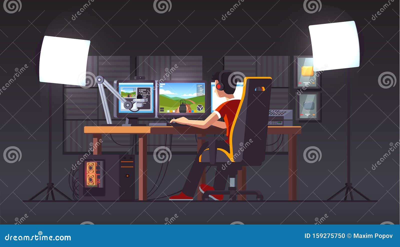 Cyber Sport Pro Gamer Live Streaming Game Match Stock Vector ...