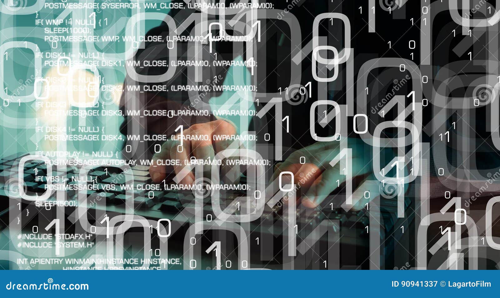 Cyber World Security, Hacked Computer in Cyber Attack Stock Image photo