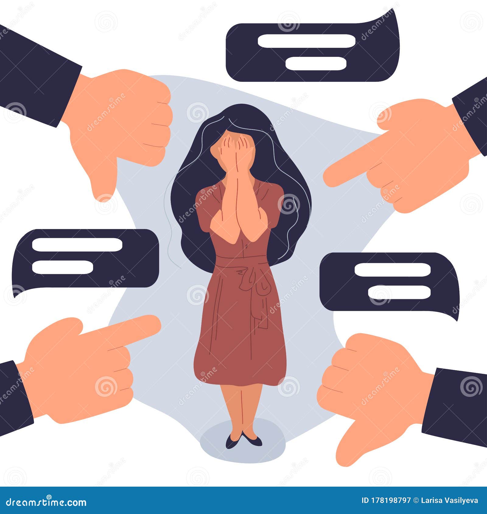 Cyberbullying Concept, Sad Women in Front of Laptop. Bully and Harass a  Girl Stock Vector - Illustration of abuse, concept: 178198797