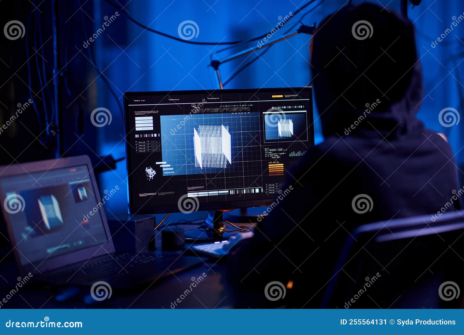 Programmer Working with 3d Graphics on Computer Stock Image - Image of ...