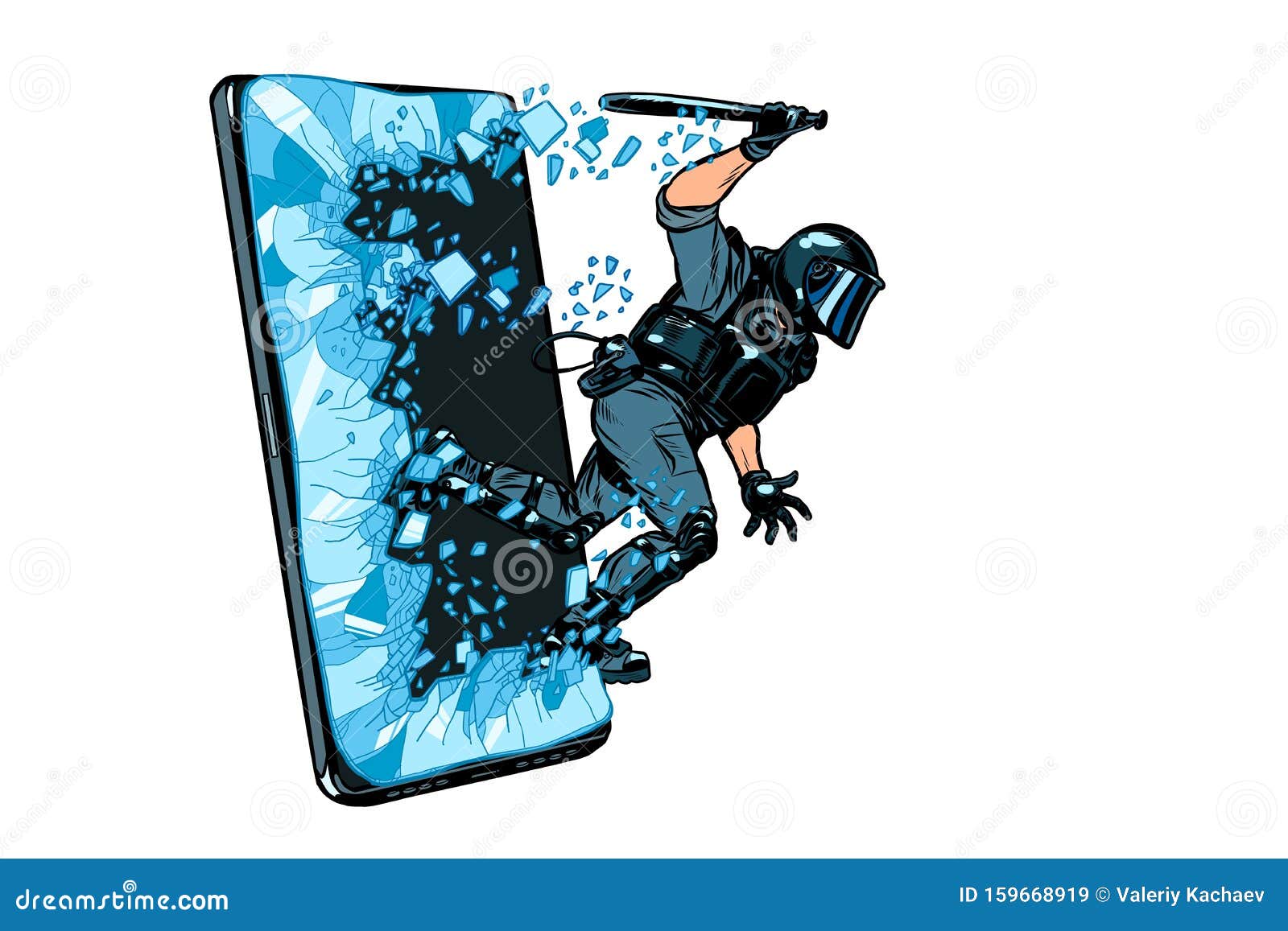 cyberpolice concept. the state monitors the internet. arrest the hacker. censorship and prohibition of freedom of speech