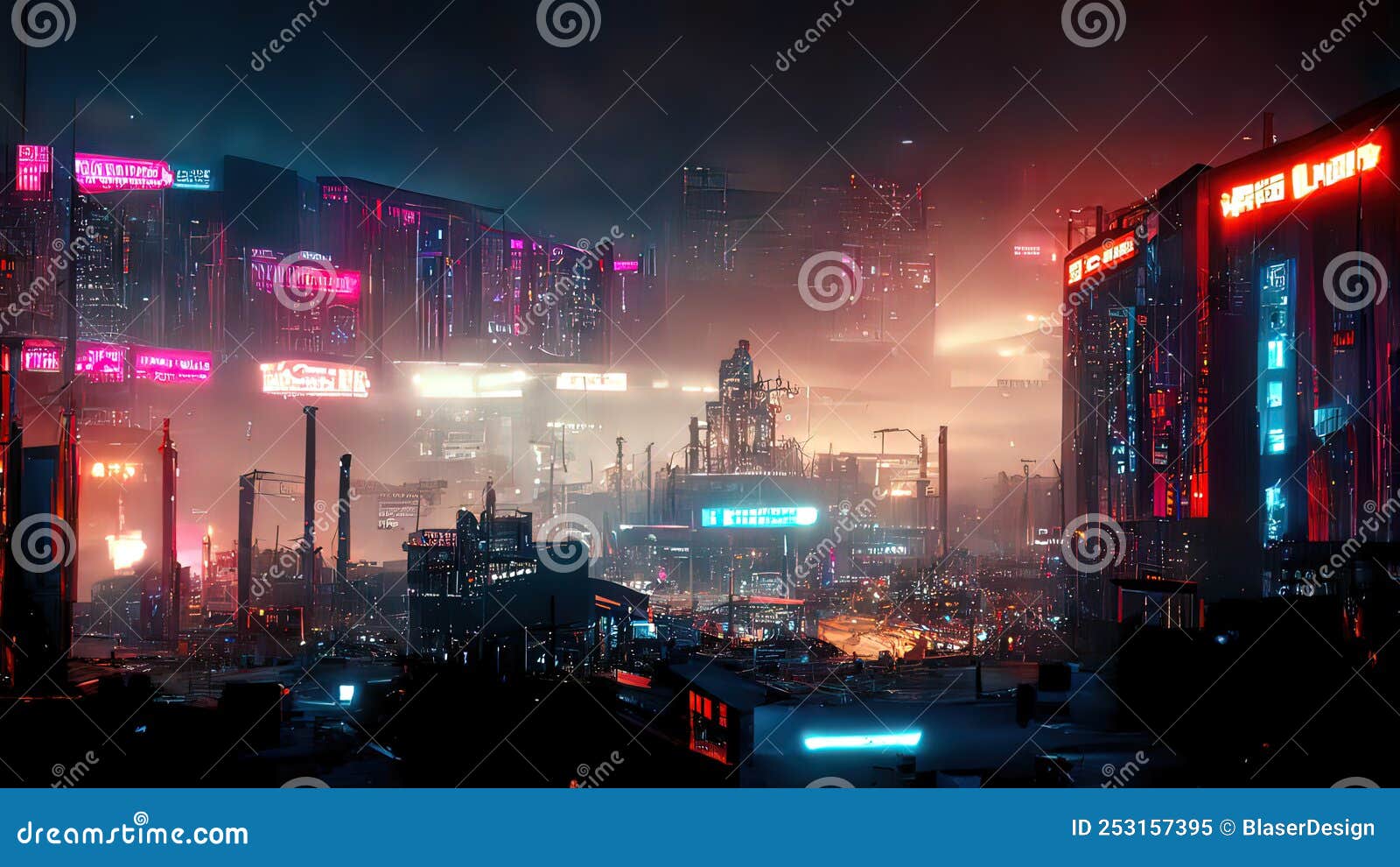 Cyberpunk City, Abstract Illustration, Futuristic City, Dystoptic Artwork  at Night, 4k Wallpaper, Stock Illustration - Illustration of graphic,  modern: 253157395