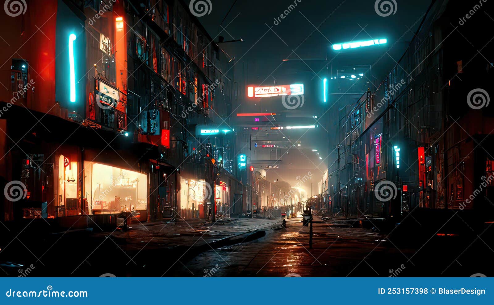 Cyberpunk City, Abstract Illustration, Futuristic City, Dystoptic Artwork  at Night, 4k Wallpaper, Stock Illustration - Illustration of abstract,  architecture: 253157452