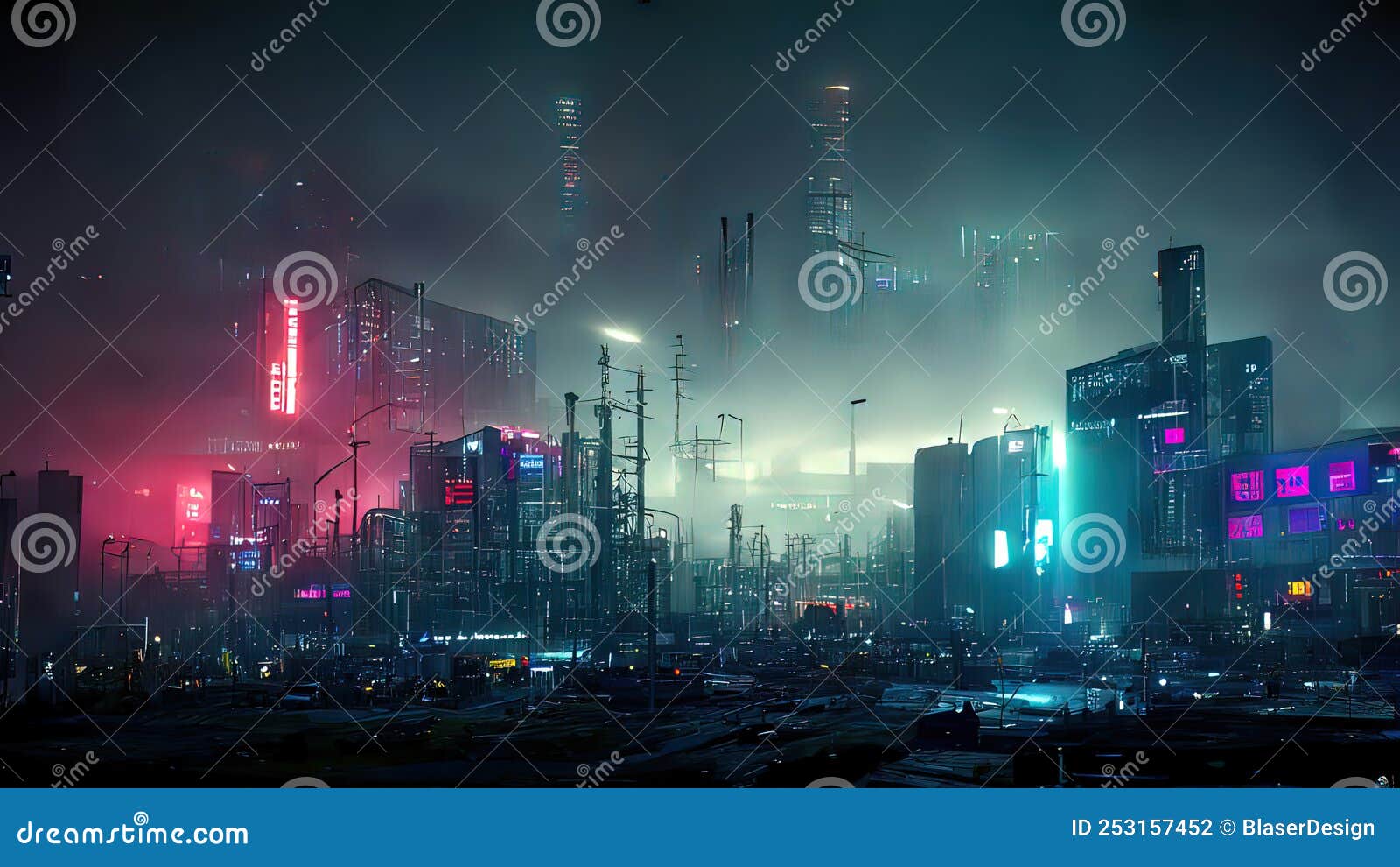 Cyberpunk City, Abstract Illustration, Futuristic City, Dystoptic Artwork  at Night, 4k Wallpaper, Stock Illustration - Illustration of abstract,  architecture: 253157452