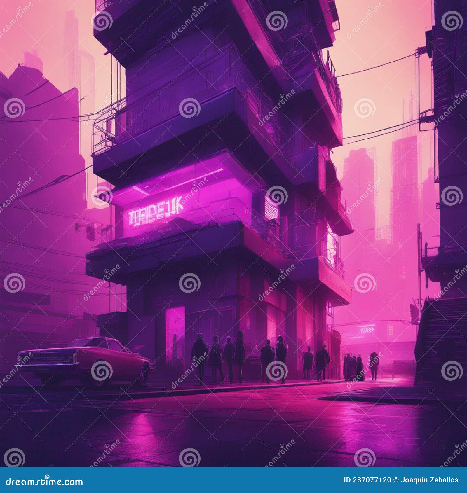 Cyberpunk City Building Street Reunion Editorial Image - Illustration ...