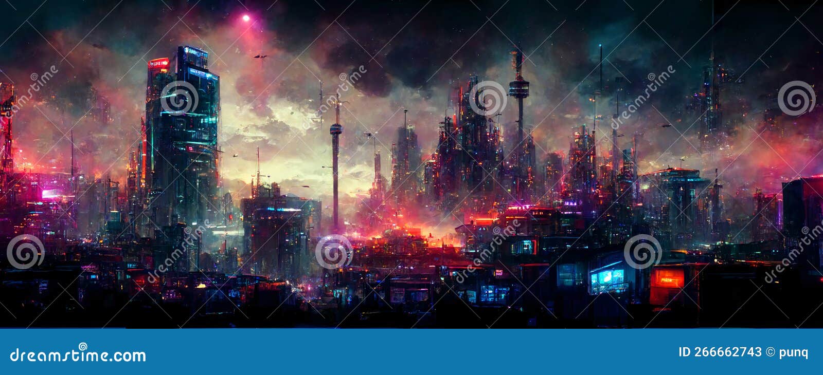 cyberpunk city landscape made with generative ai