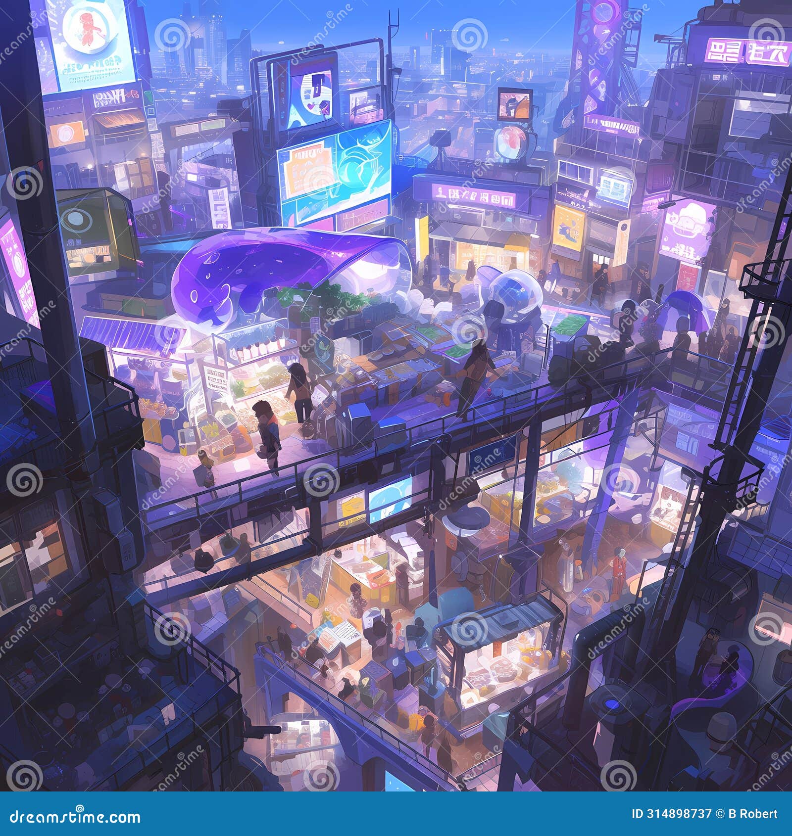 cyberpunk cityscape at night