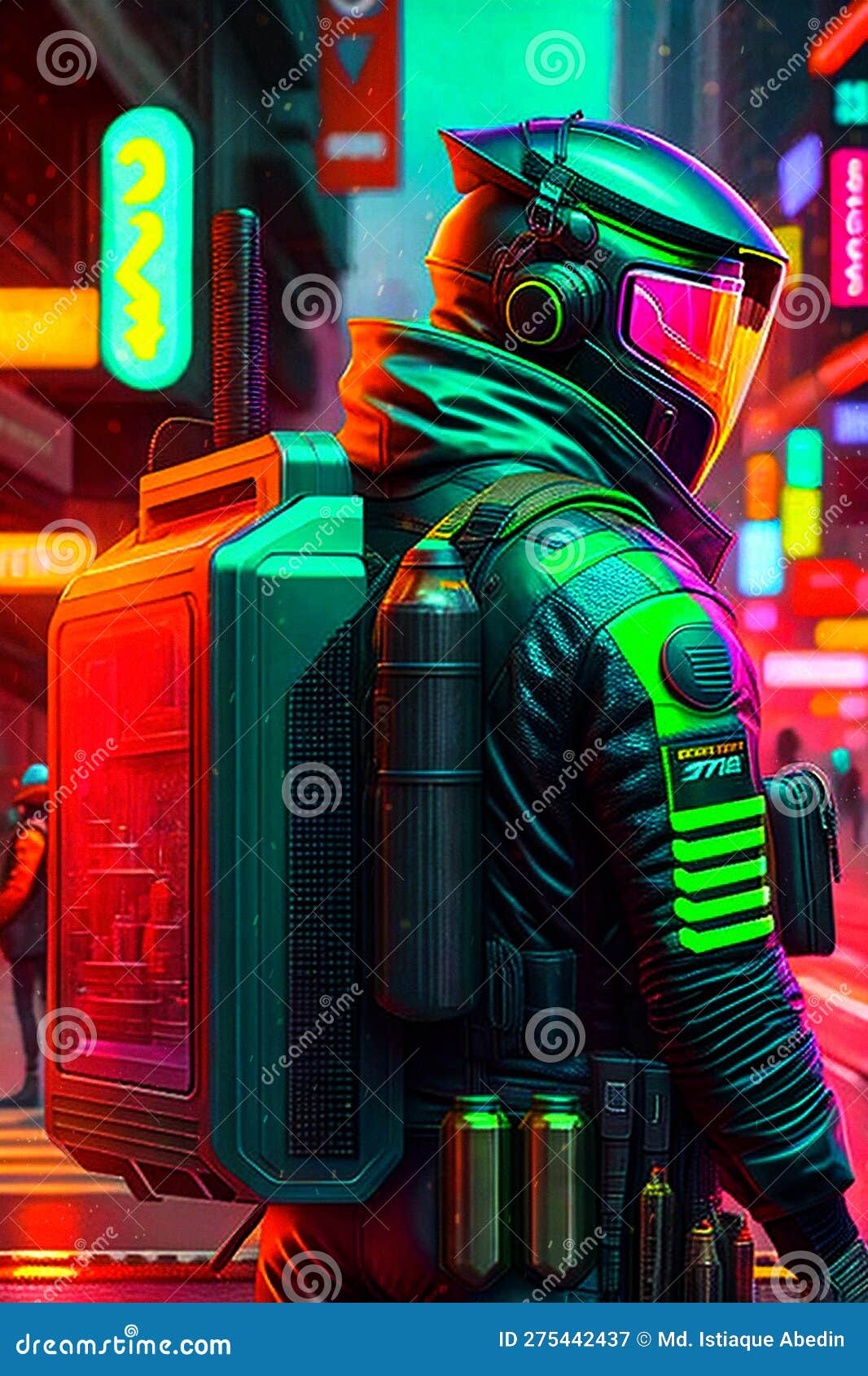 Cyberpunk Military Soldiers Patrolling At Night With Futuristic ...