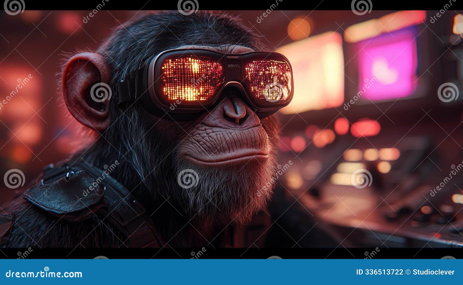cyberpunk monkey in futuristic goggles generative ai