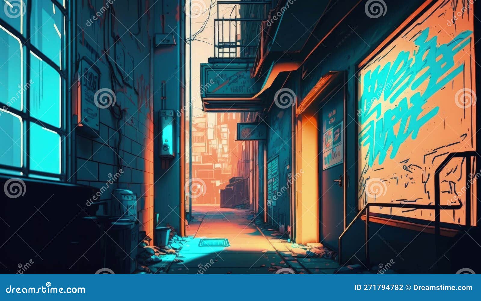 The neon-lit streets of a cyberpunk anime night city with this