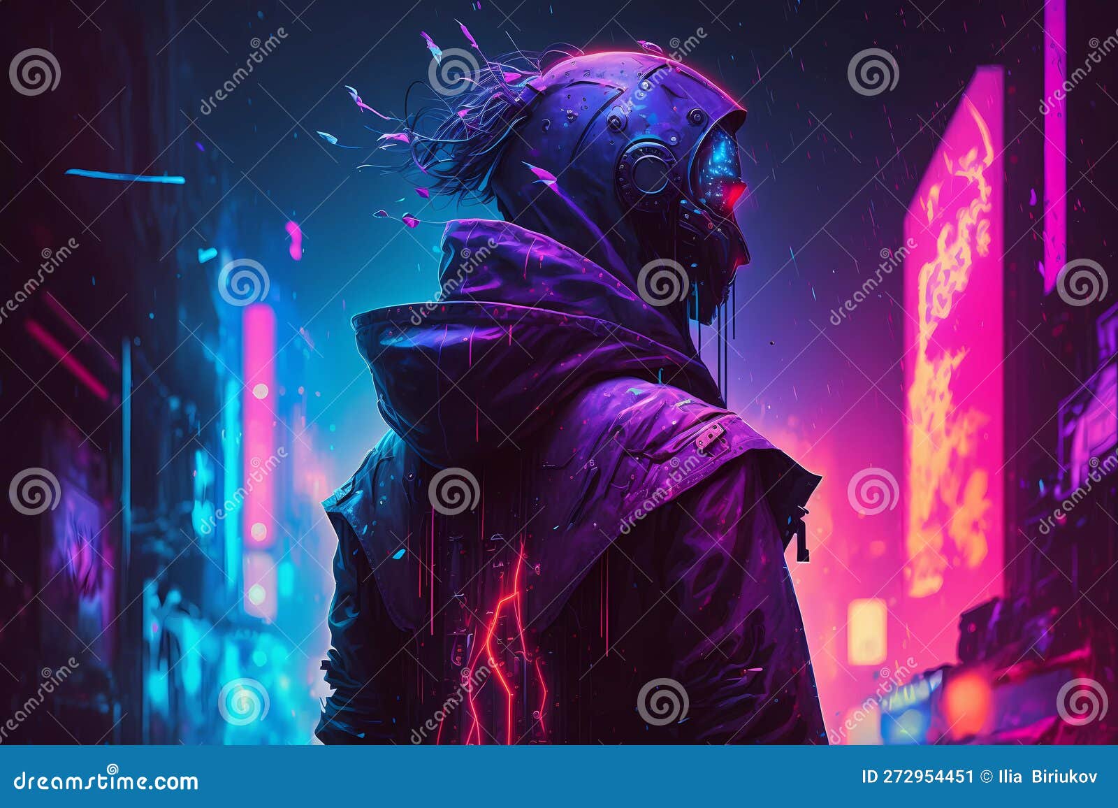 Wallpaper Car, Gun, Neon, Man, Cyberpunk, Futuristic for mobile