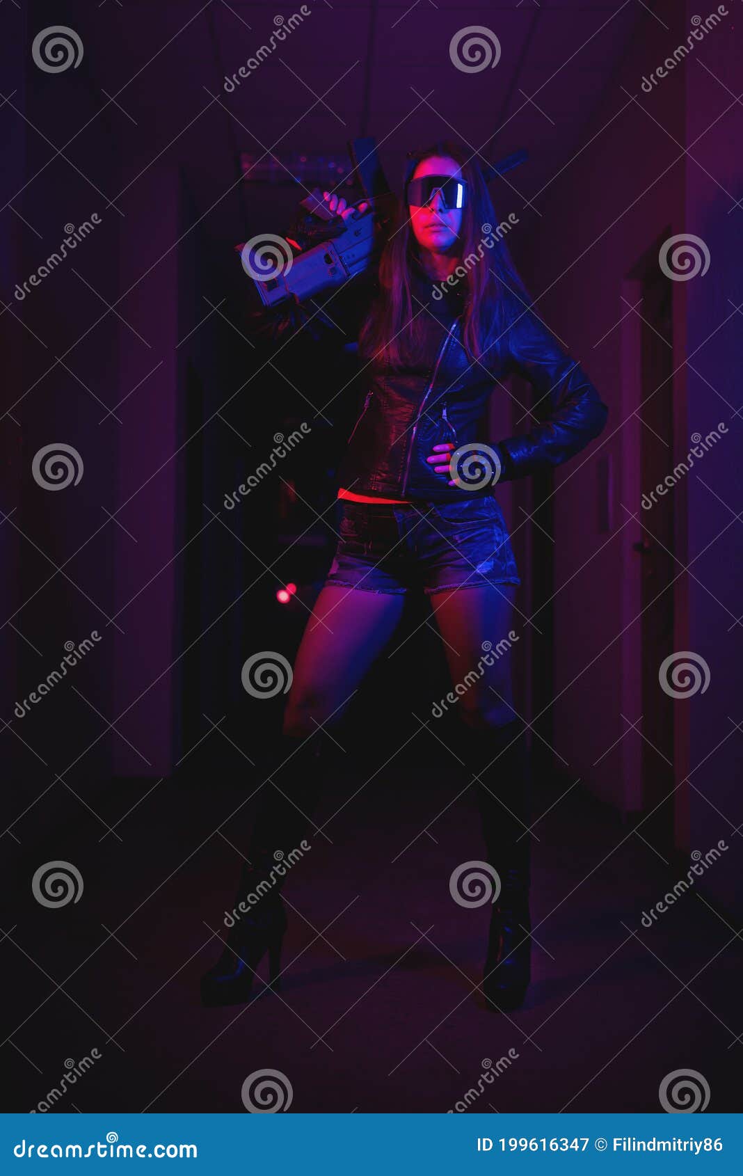 Cyberpunk girl stock image. Image of background, person - 199616347