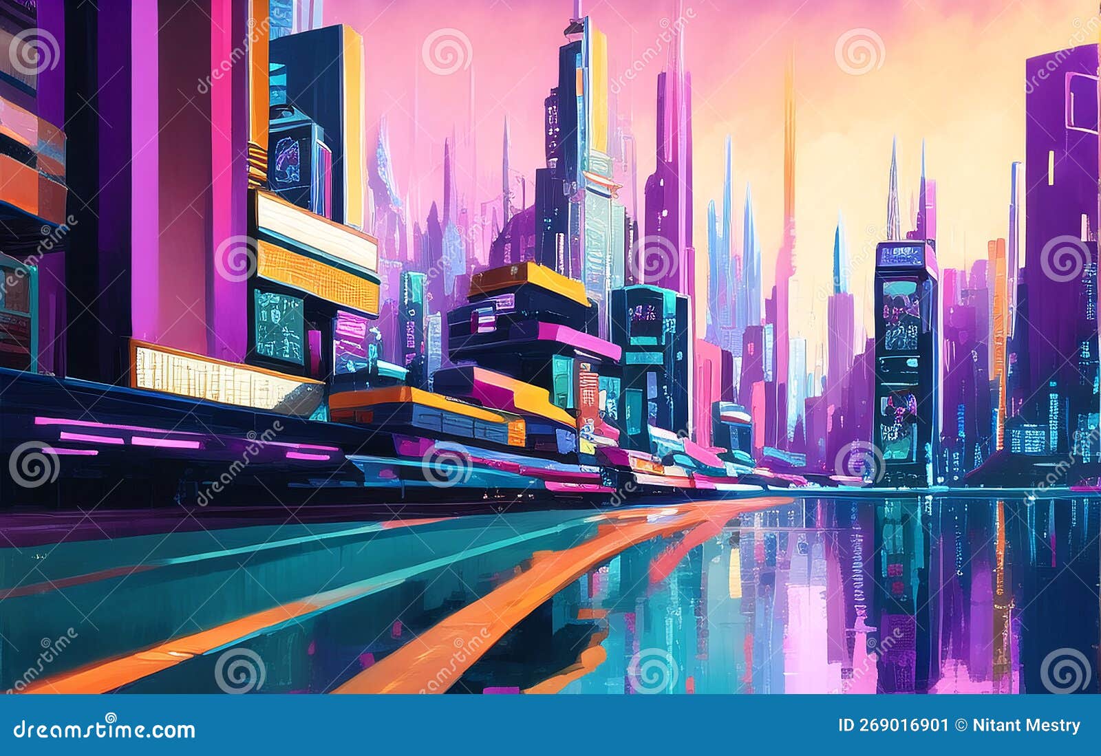 Cyberpunk City Background Art – Made With AI