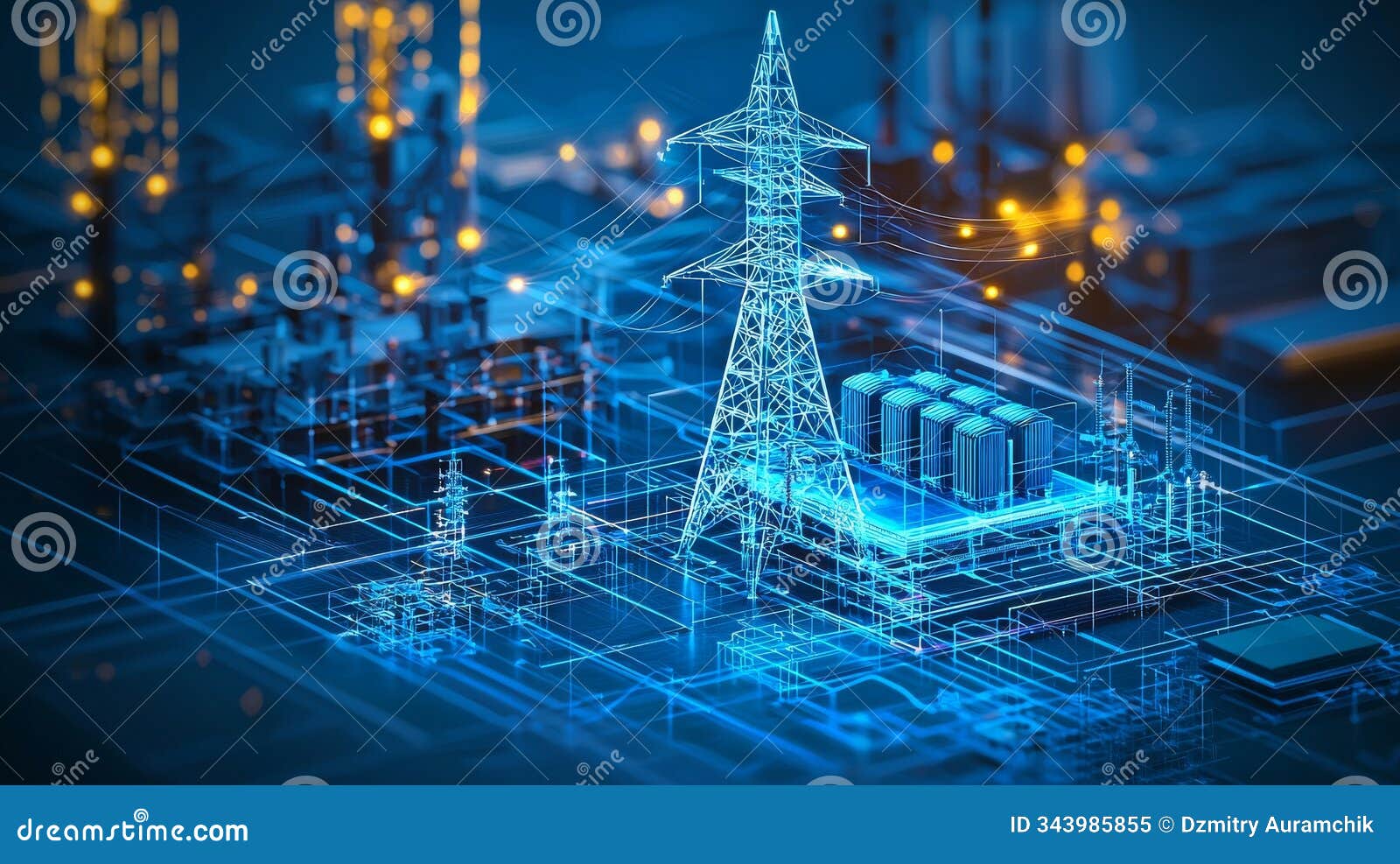 cybersecure smart grid with secure data transmission between power plants, substations, and smart meters.