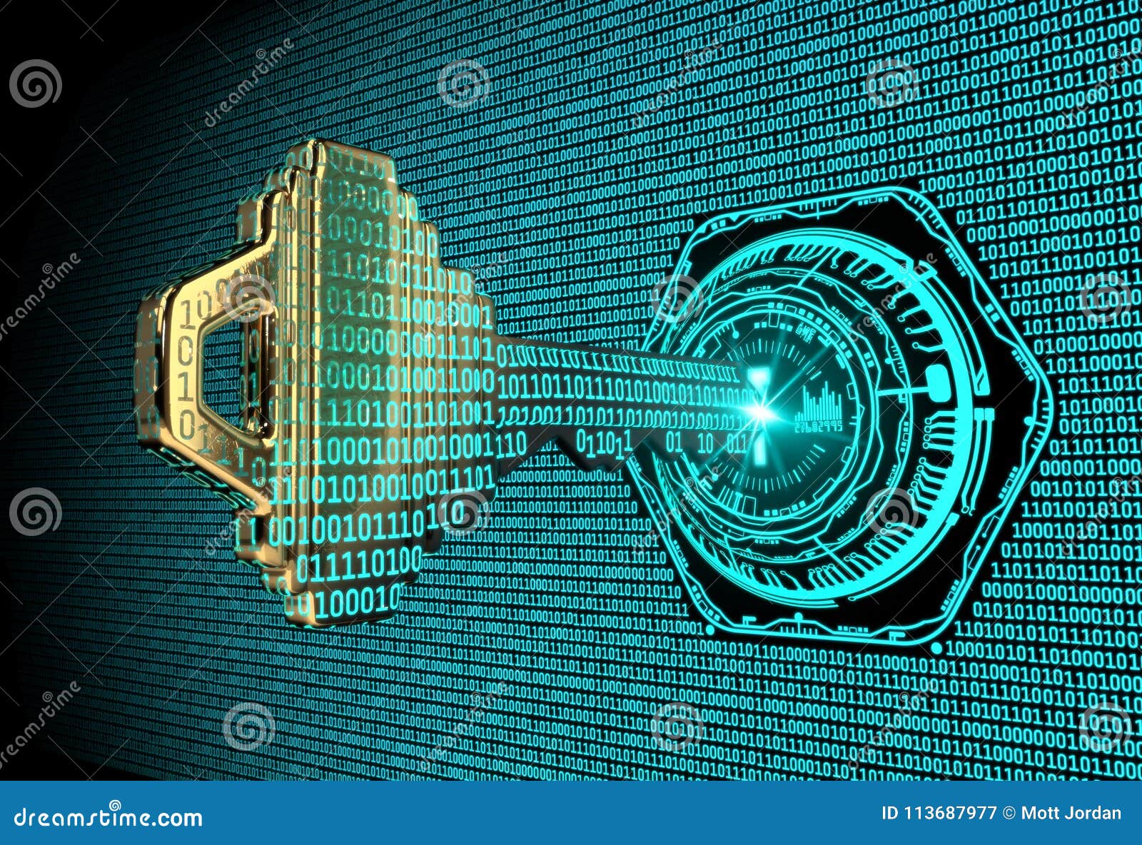 Cybersecurity Concept: 3d Rendered Illustration of a Binary Code Key ...