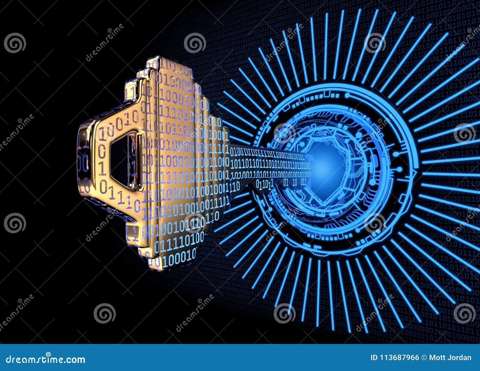 Cybersecurity Concept: 3d Rendered Illustration of a Binary Code Key ...
