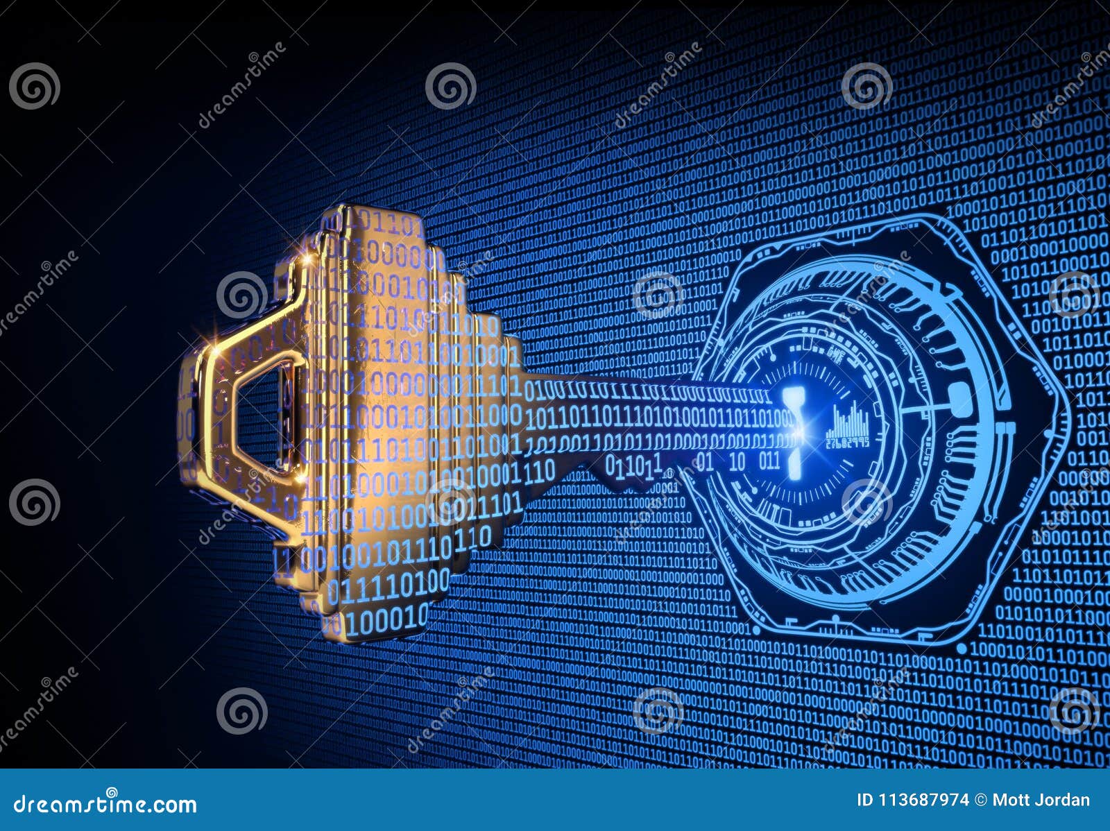 Cybersecurity Concept: 3d Rendered Illustration of a Binary Code Key ...