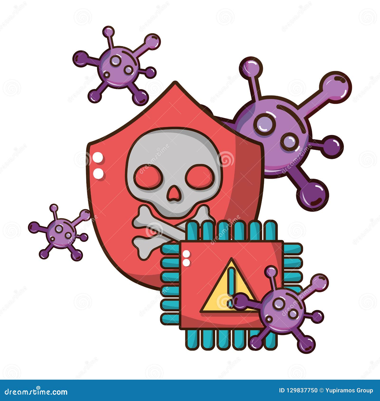 Cybersecurity Threat Cartoon Stock Vector - Illustration of isolated