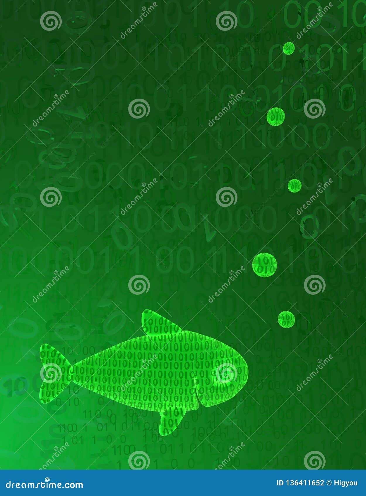 Virtual Fish Swim Bubbles Stock Illustration Illustration Of