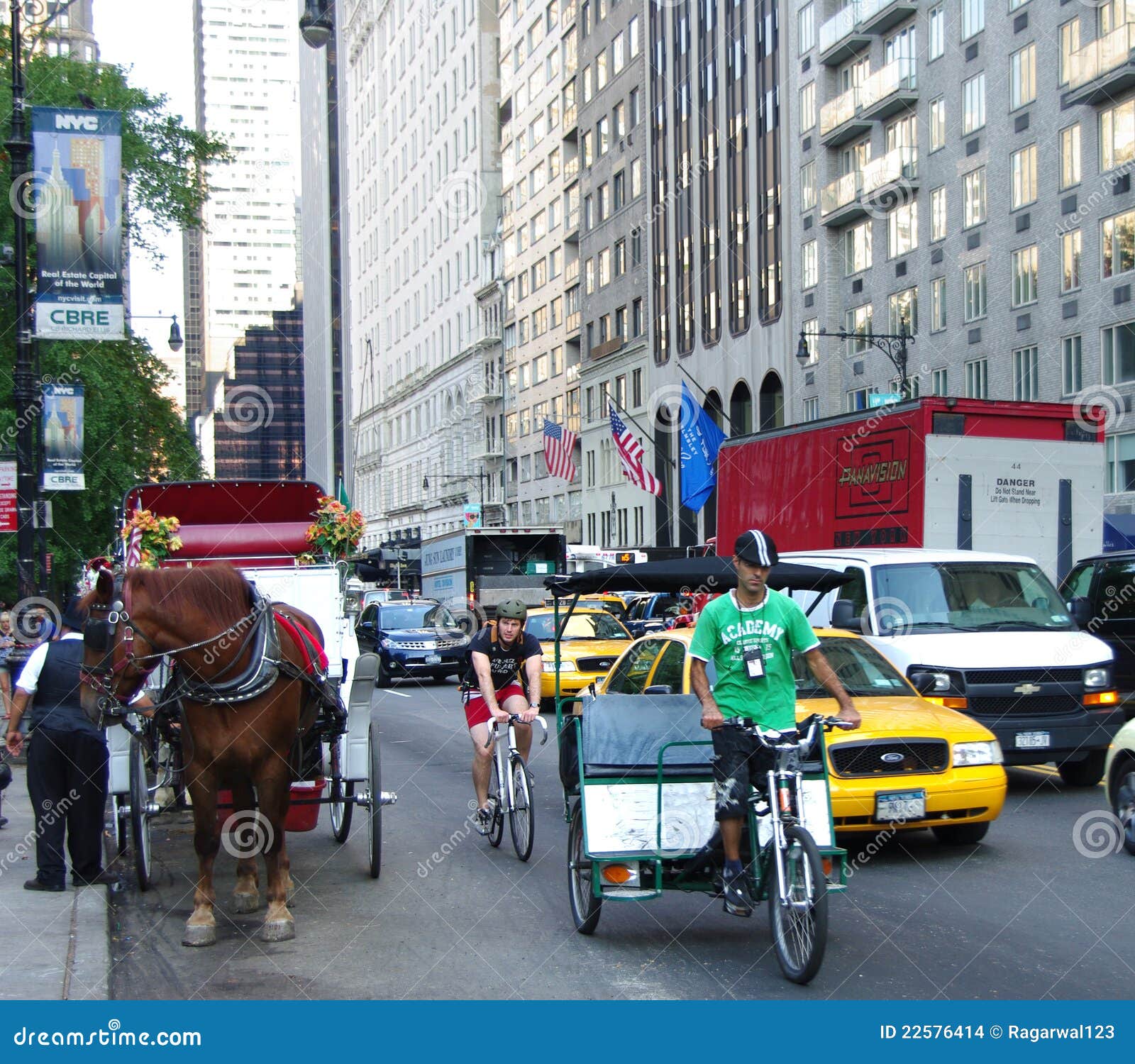 Cycle Carriages Rickshaw and Cabs in New York City Editorial Stock