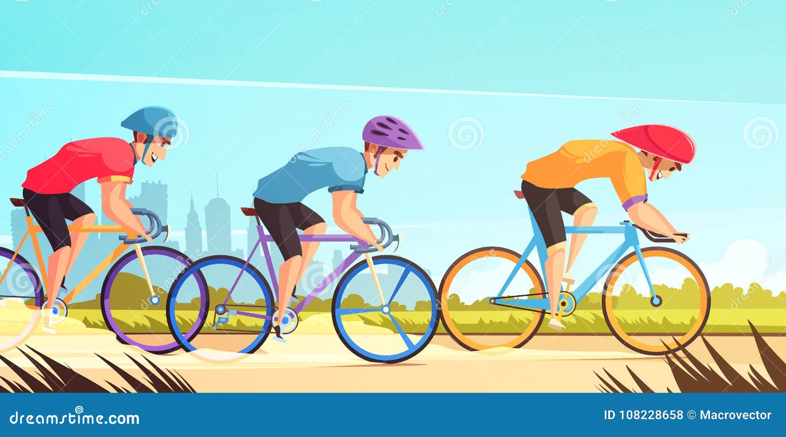 Cycle Competitive Racing Cartoon Illustration Stock Vector - Illustration  of recreation, club: 108228658
