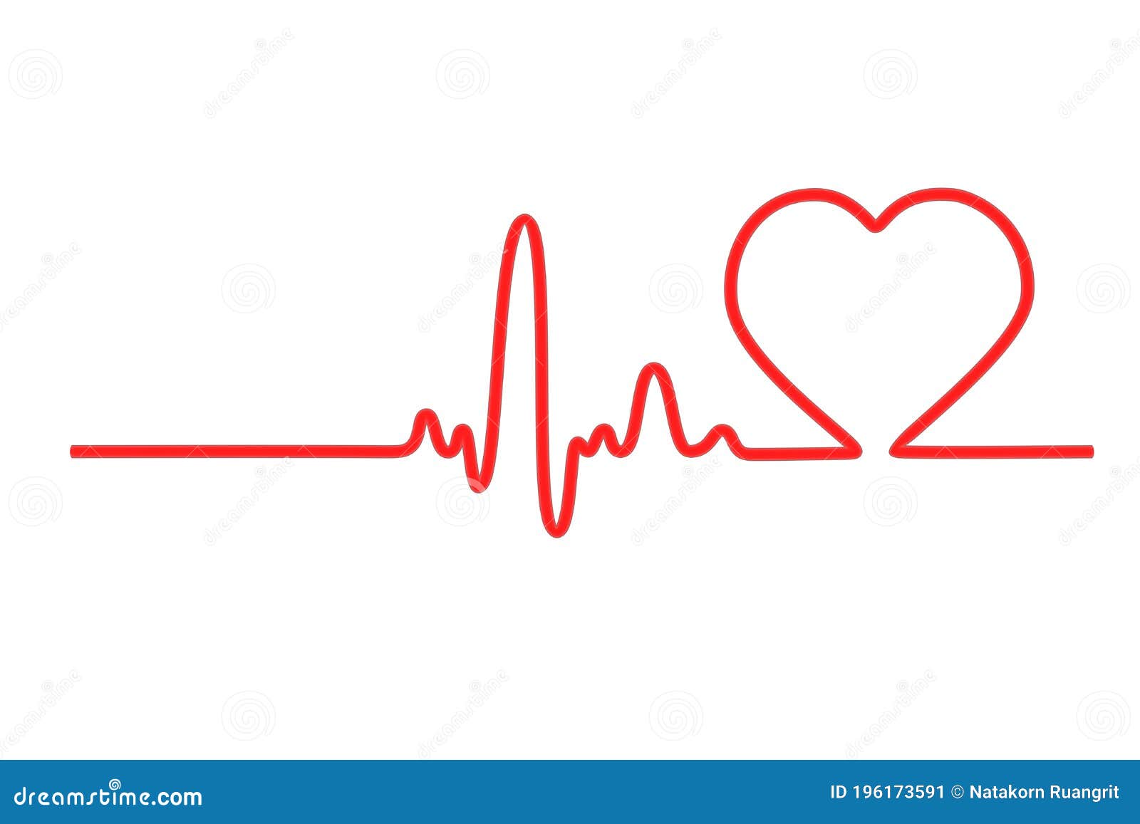 Cycle of Heart Rate Line Graph Red Color on White Background Stock ...