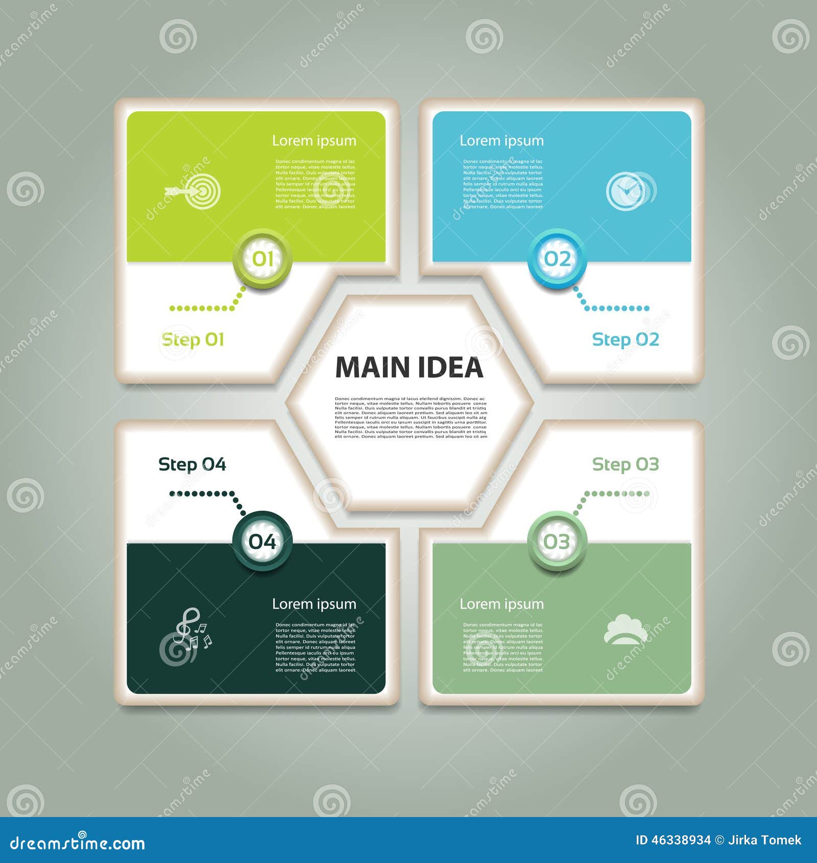 cyclic diagram with four steps and icons. infographic  background.