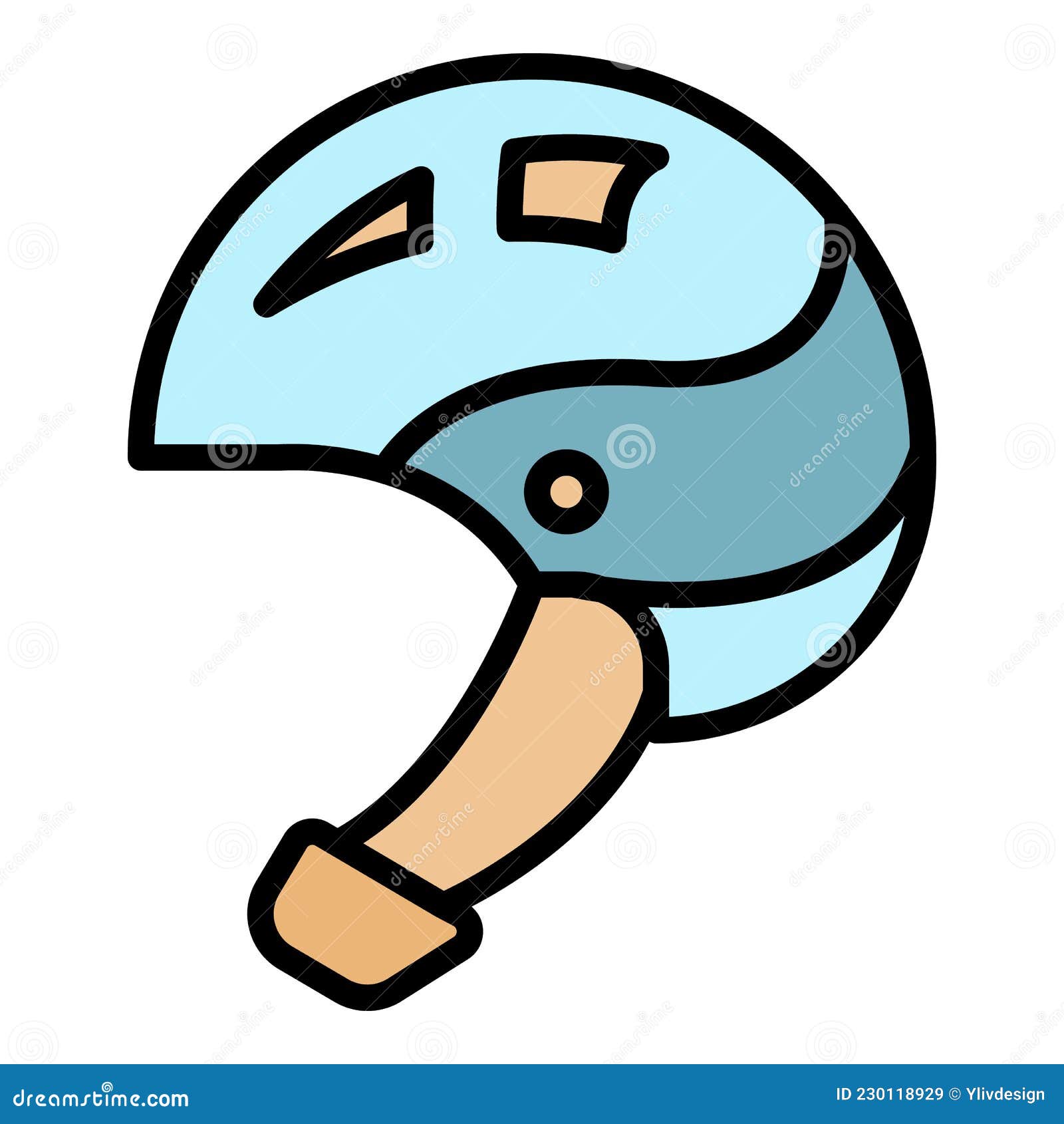 cycling helmet icon color outline 