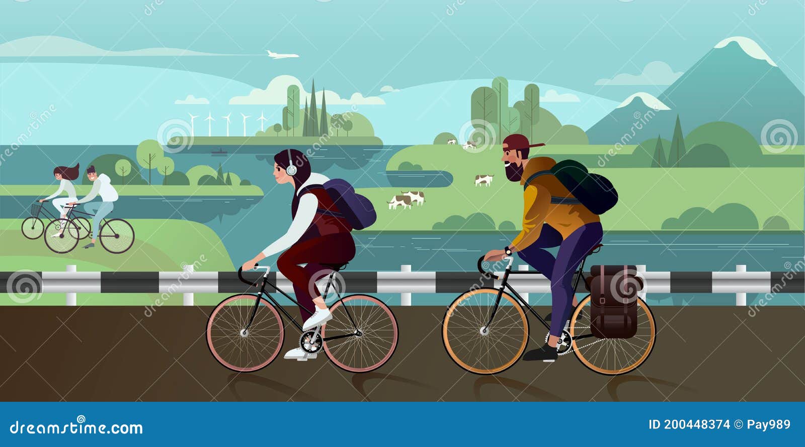 Cycling hobby stock vector. Illustration of rural, road 200448374