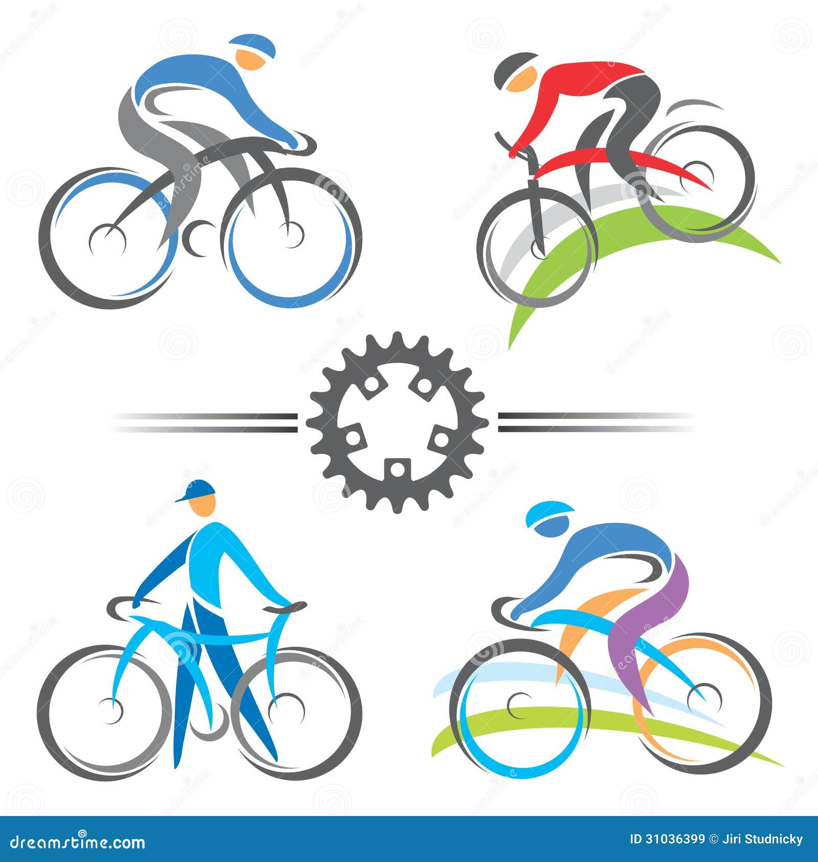 cycling icons colorful mountain biking vector illustrations 31036399