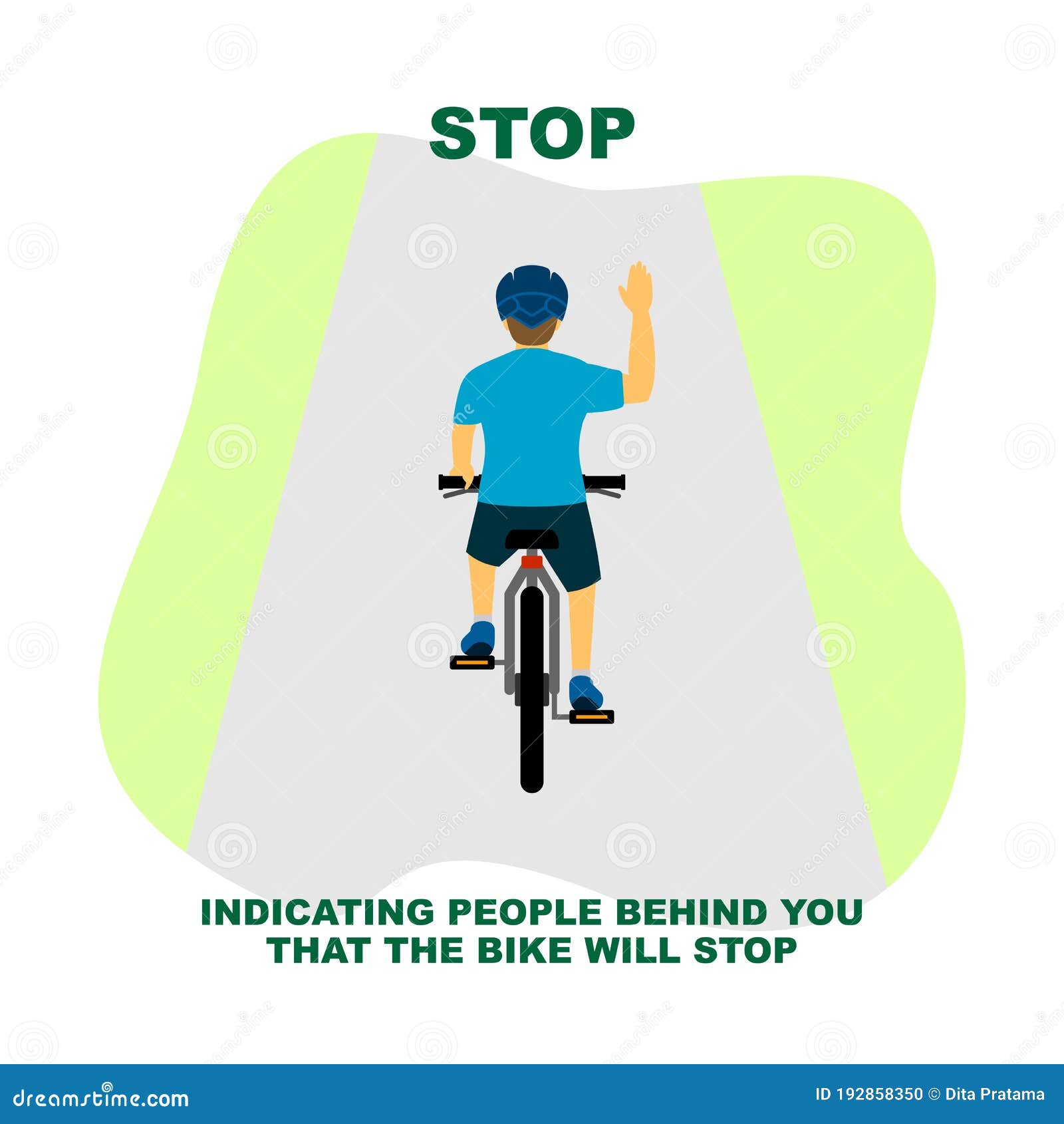 cycling rules for traffic safety, stop bicycle hand signals.