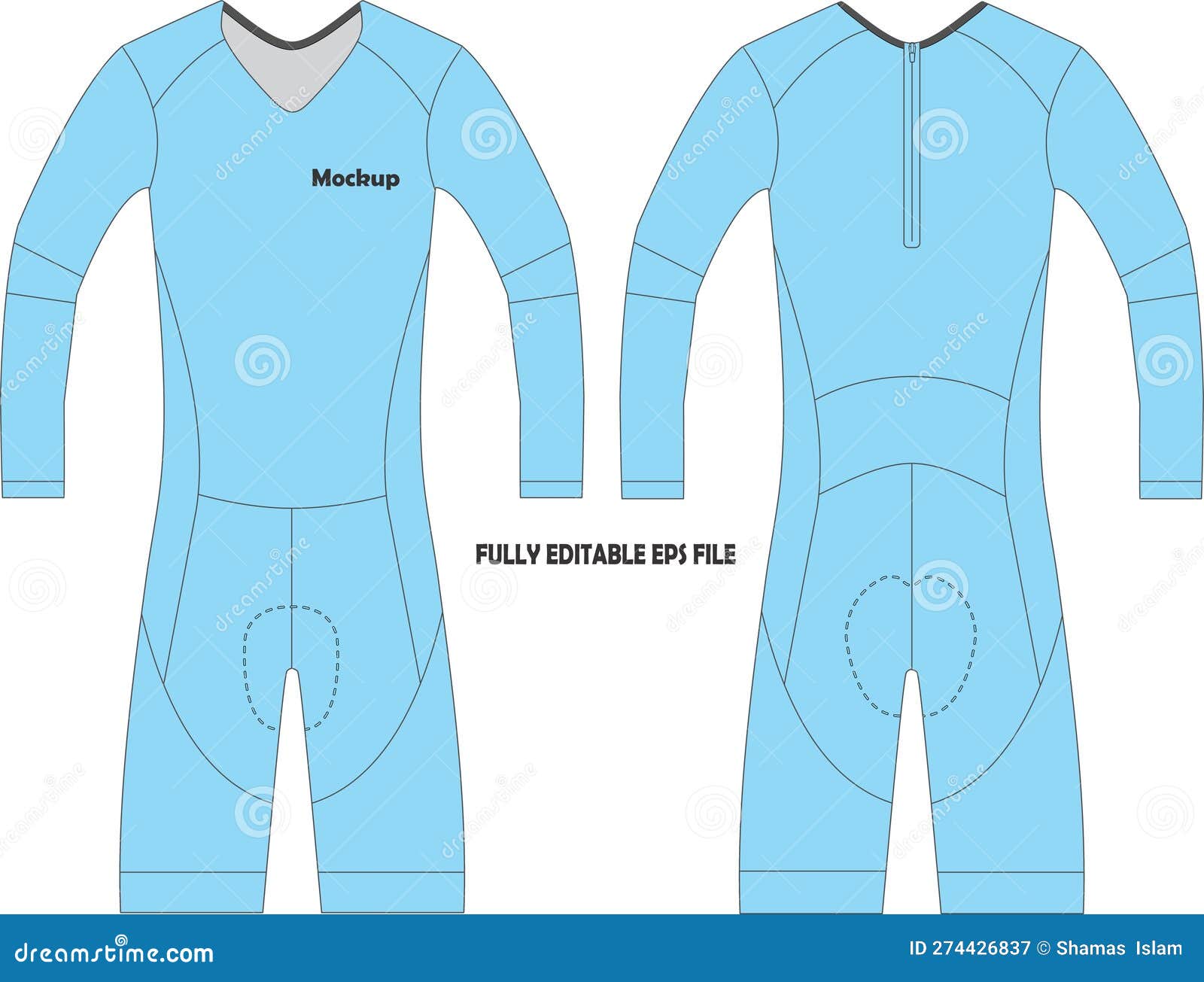cycling triathlon long sleeve skinsuit mockup  