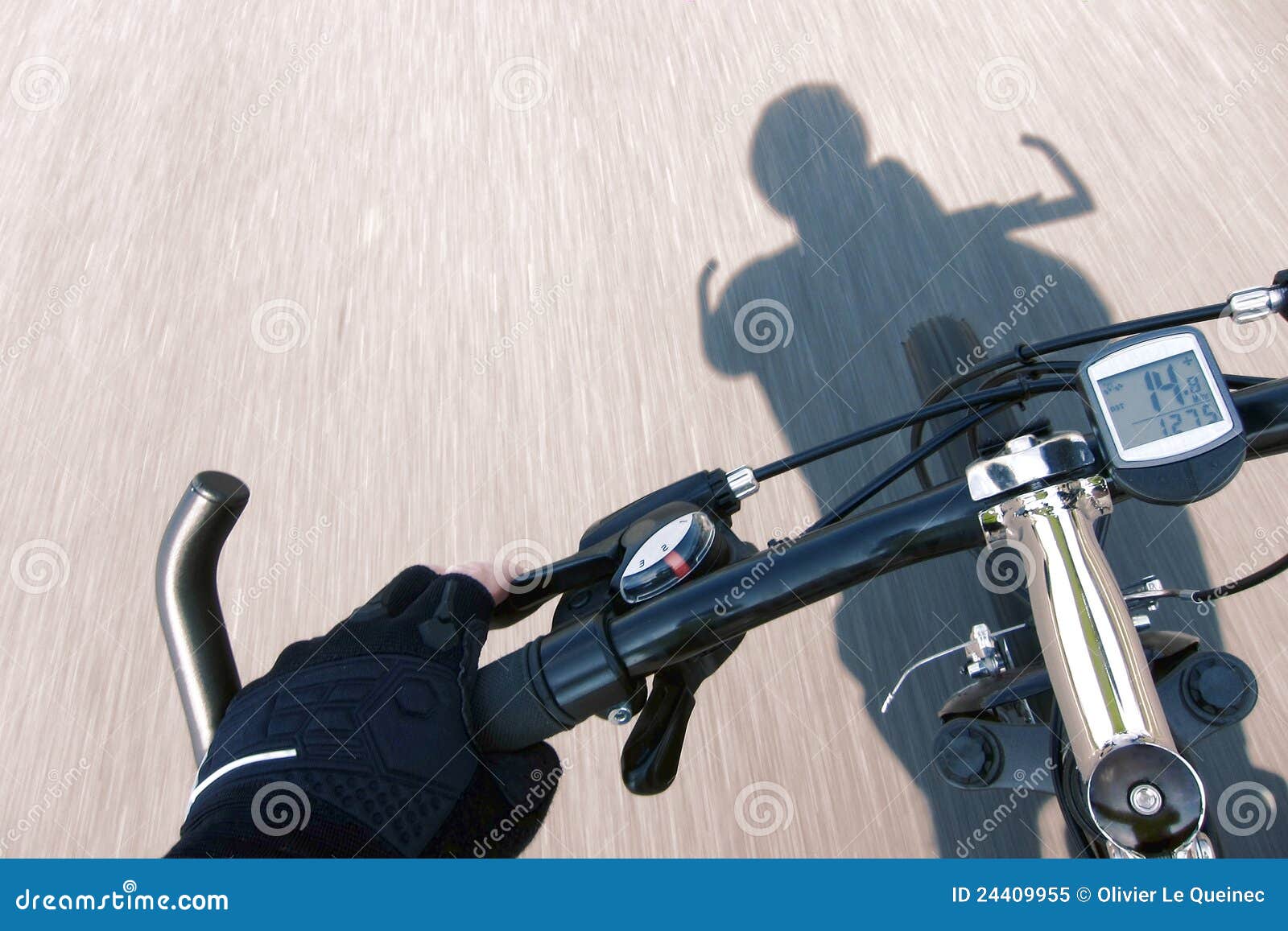 Cyclist Hand Glove on Speeding Bicycle Handlebar Stock Image Image of