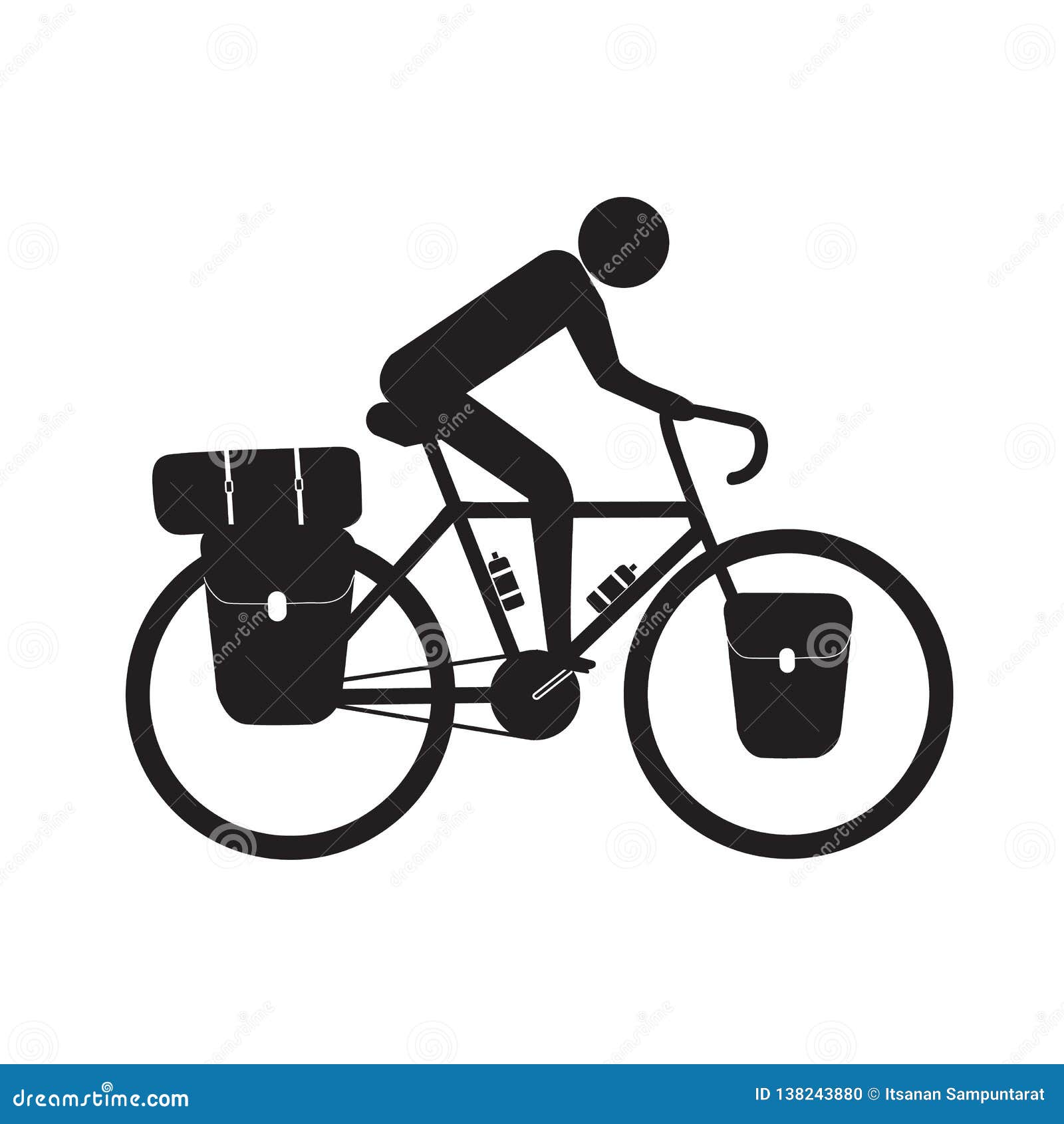 cyclist riding bikepacking touring bike