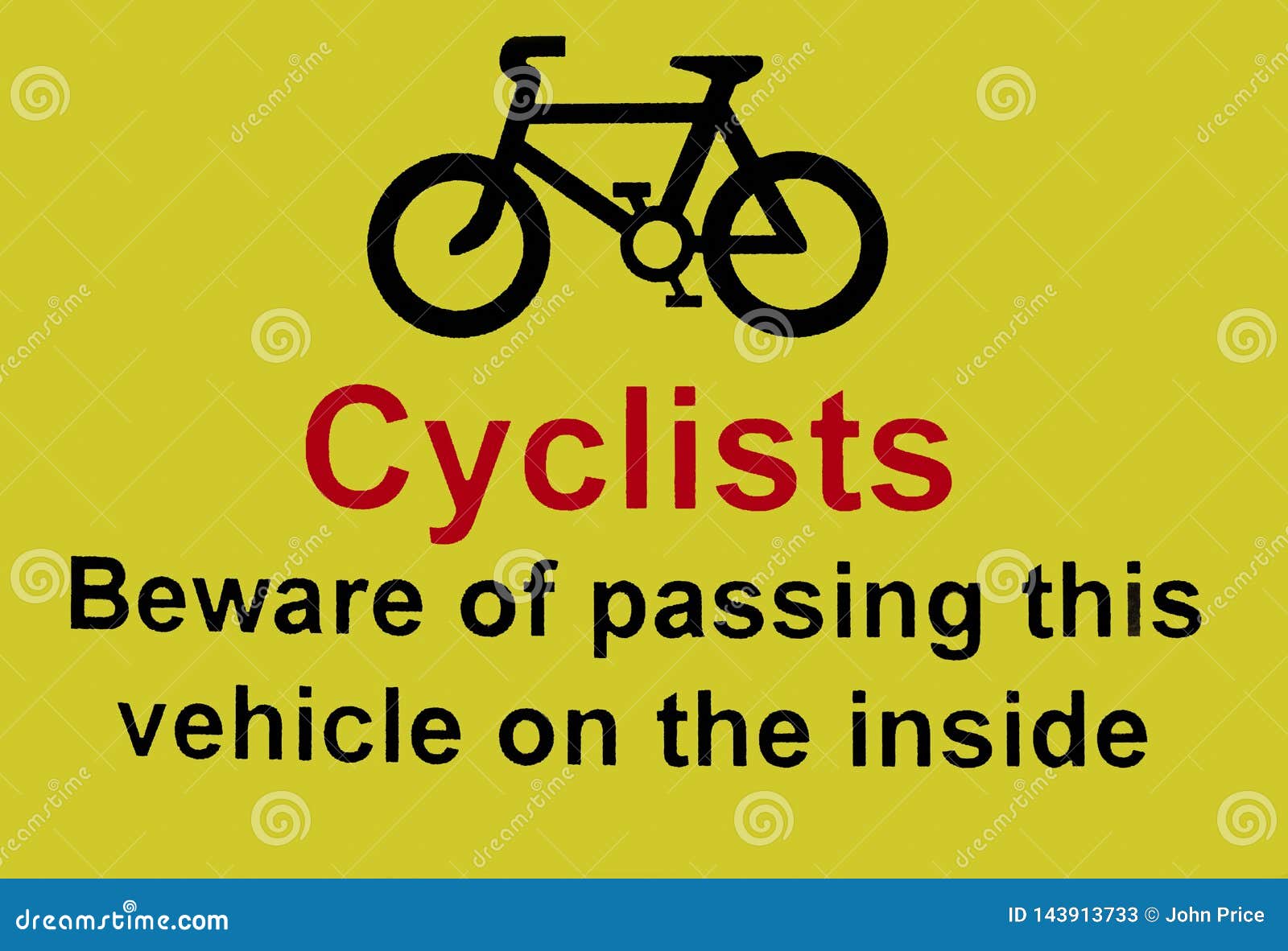 CYCLIST BEWARE DO NOT PASS ON THE INSIDE WARNING STICKERS SAFTY STICKER 