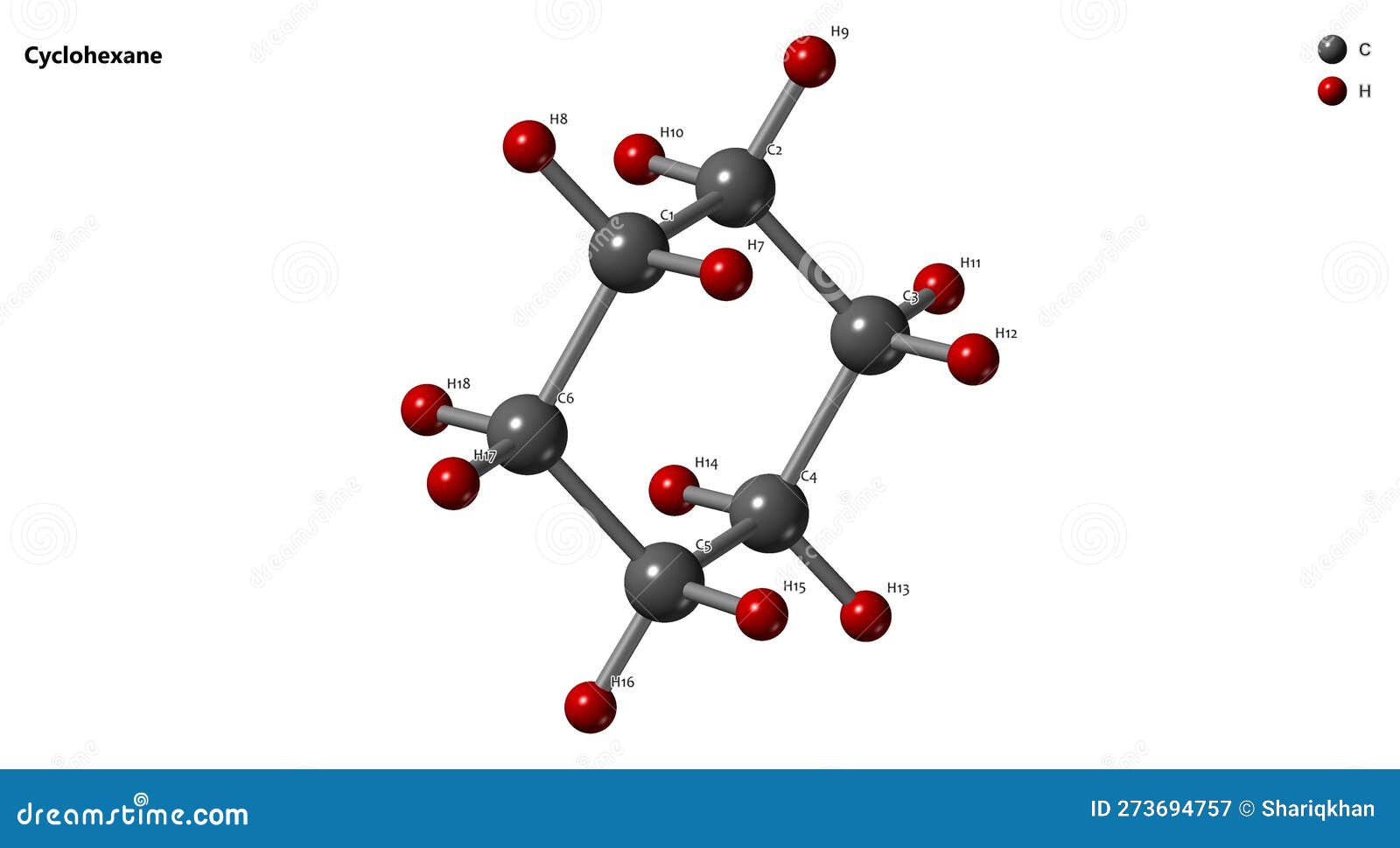 Cyclohexane Molecular Structure Diagram Showing Arrangement Of Carbon ...