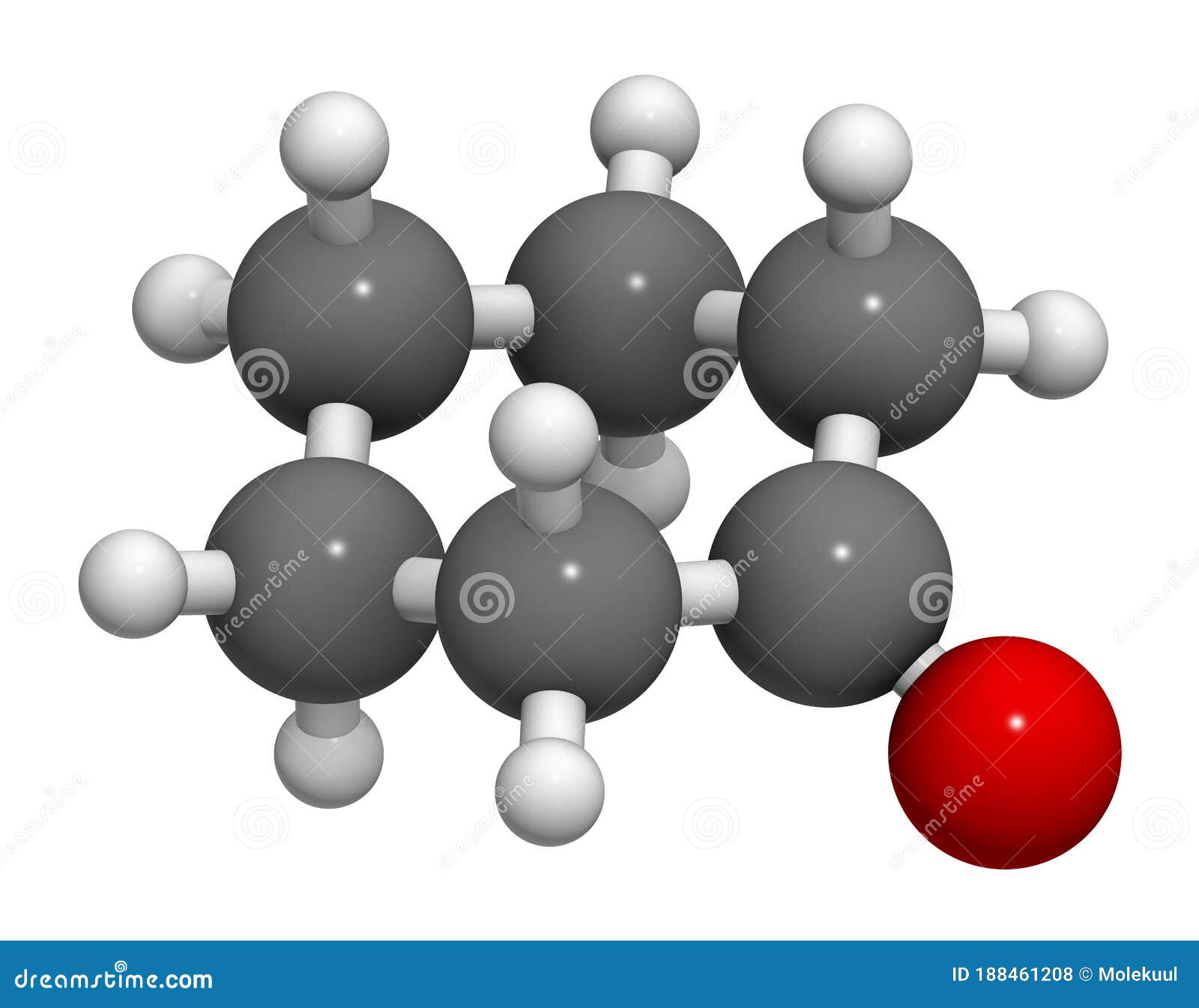 cyclohexanone organic solvent molecule. precursor of nylon atoms are represented as spheres with conventional color coding: