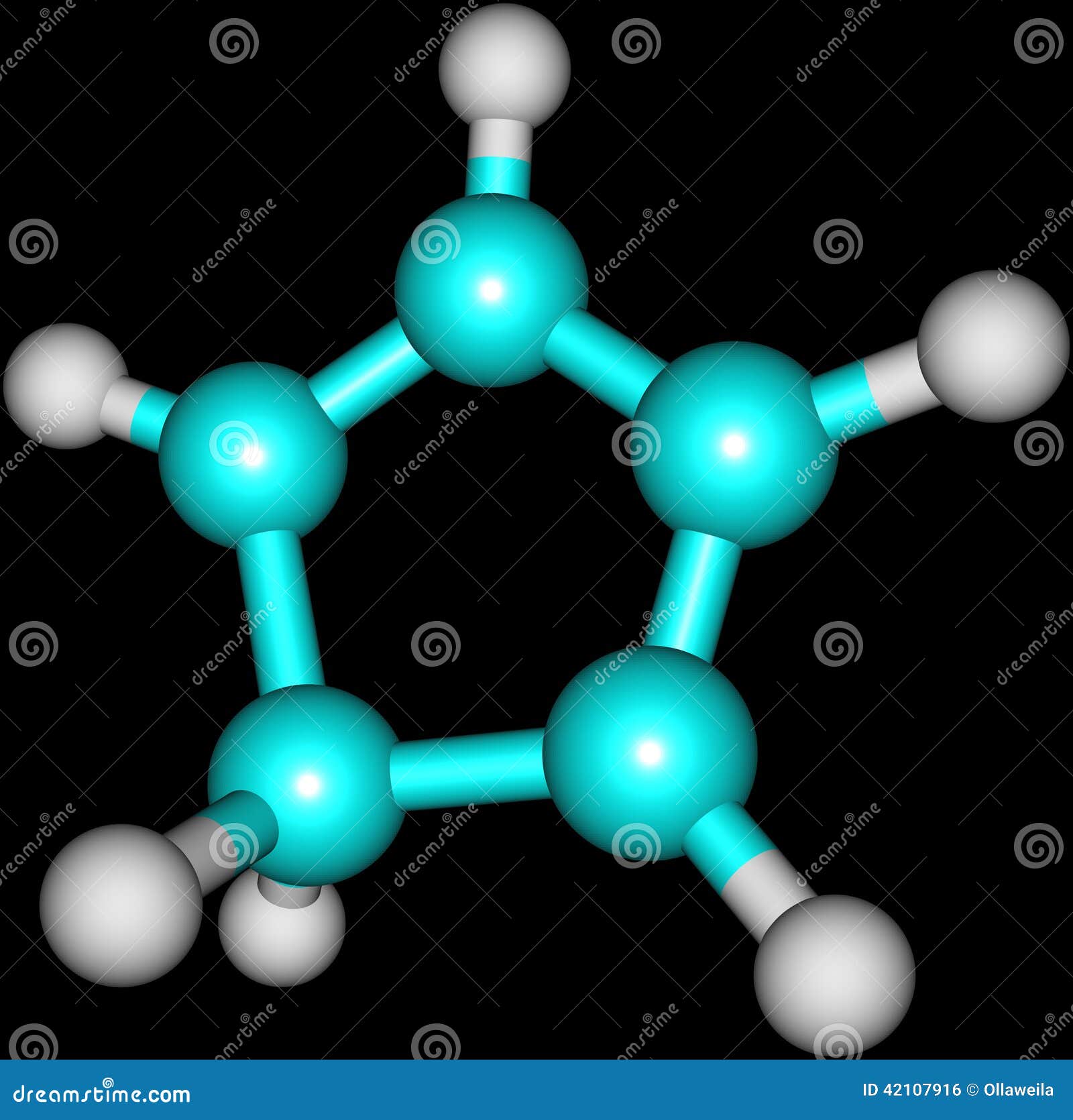 cyclopentadiene molecular structure on black background