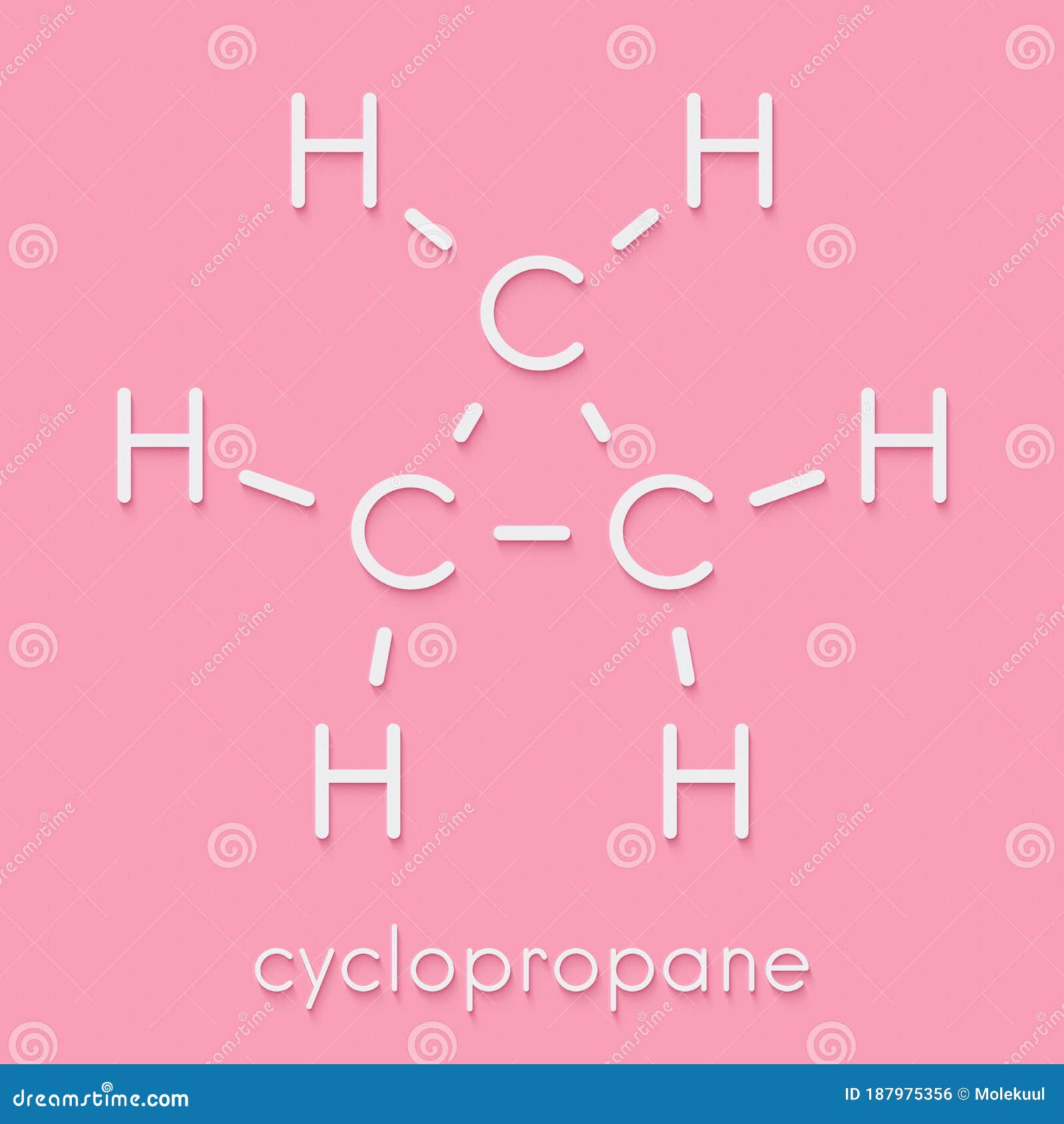 Cyclopropane Cycloalkane Molecule. Used As Anaesthetic. Skeletal ...