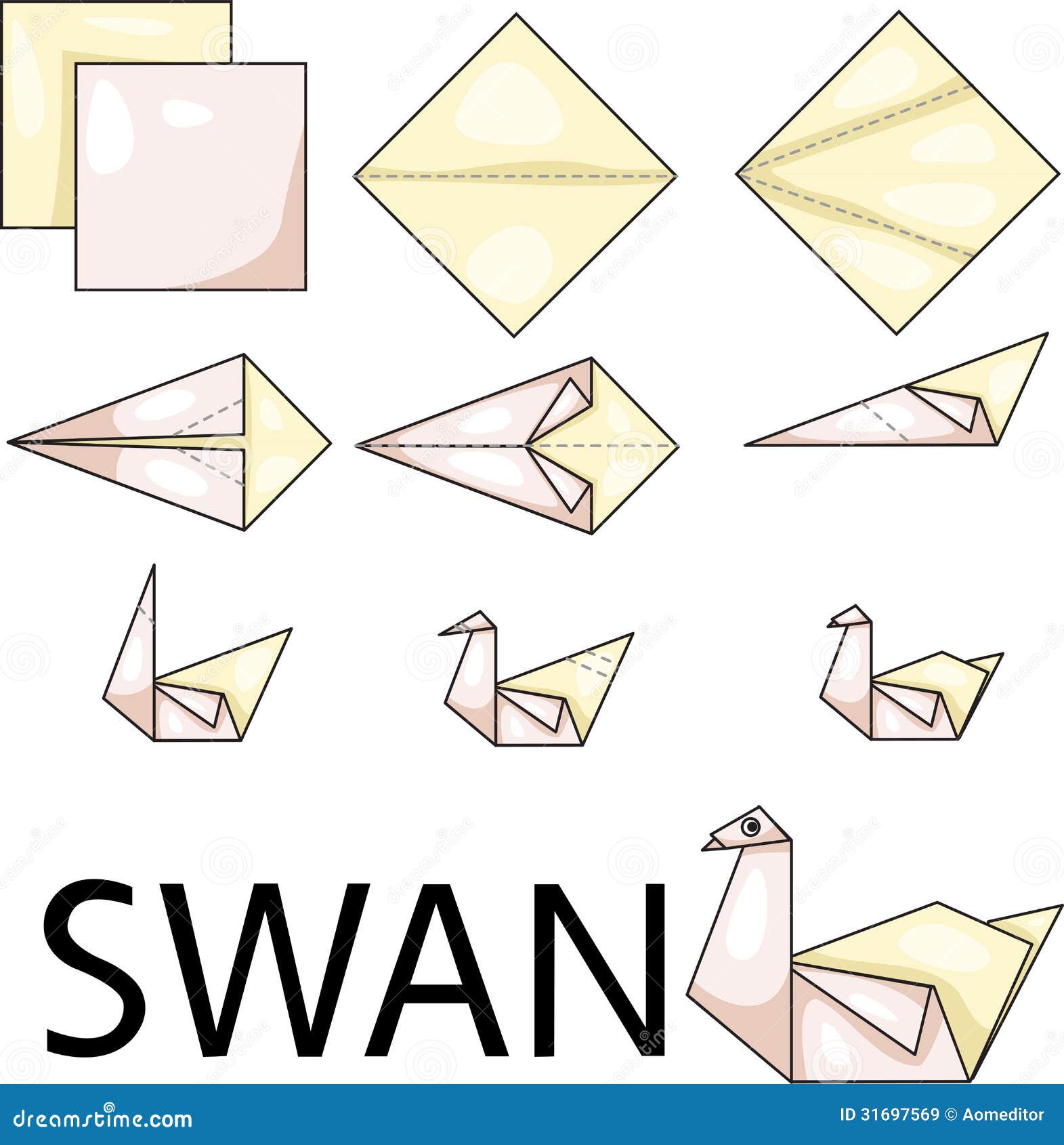 Cygne d'origami illustration de vecteur. Illustration du japan 31697569