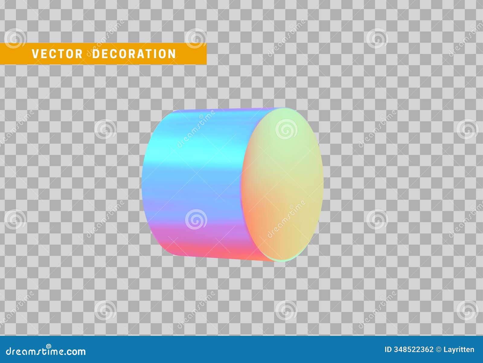 cylinder 3d objects geometric . round timber  with colorful hologram chameleon color gradient. 