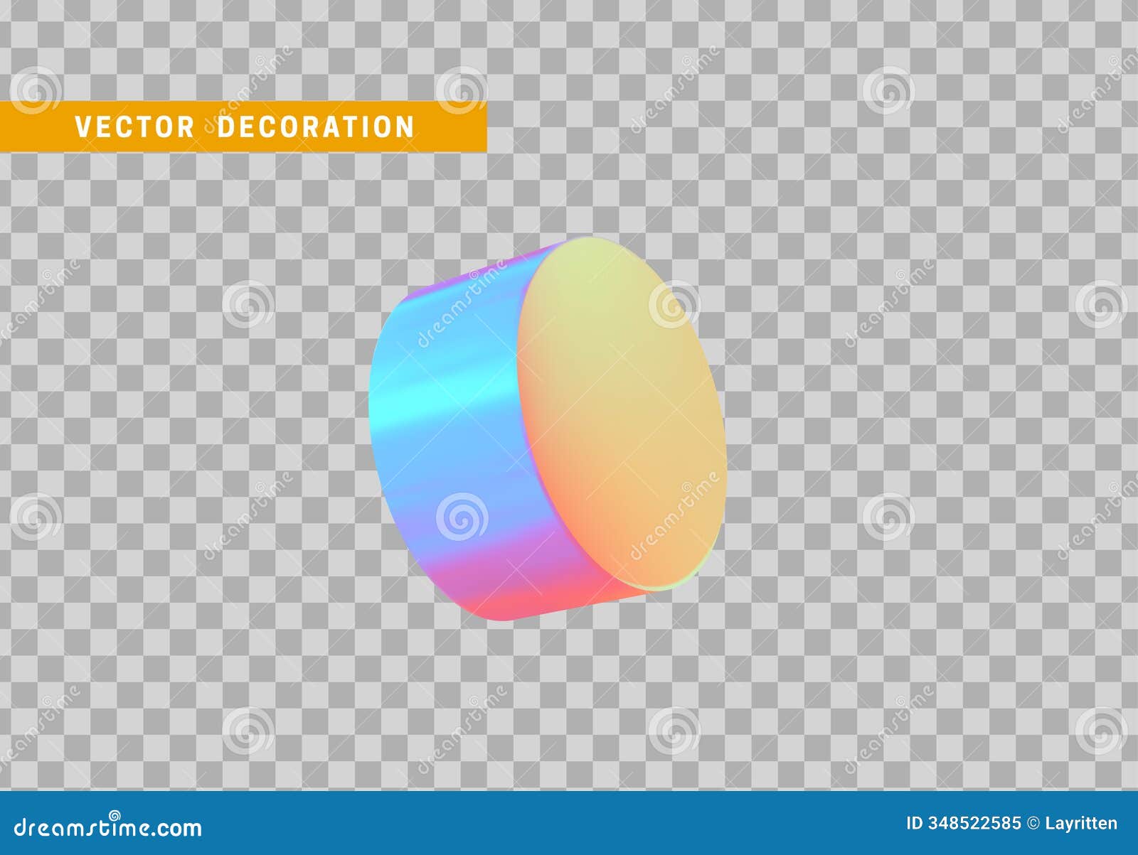 cylinder 3d objects geometric . round timber  with colorful hologram chameleon color gradient. 
