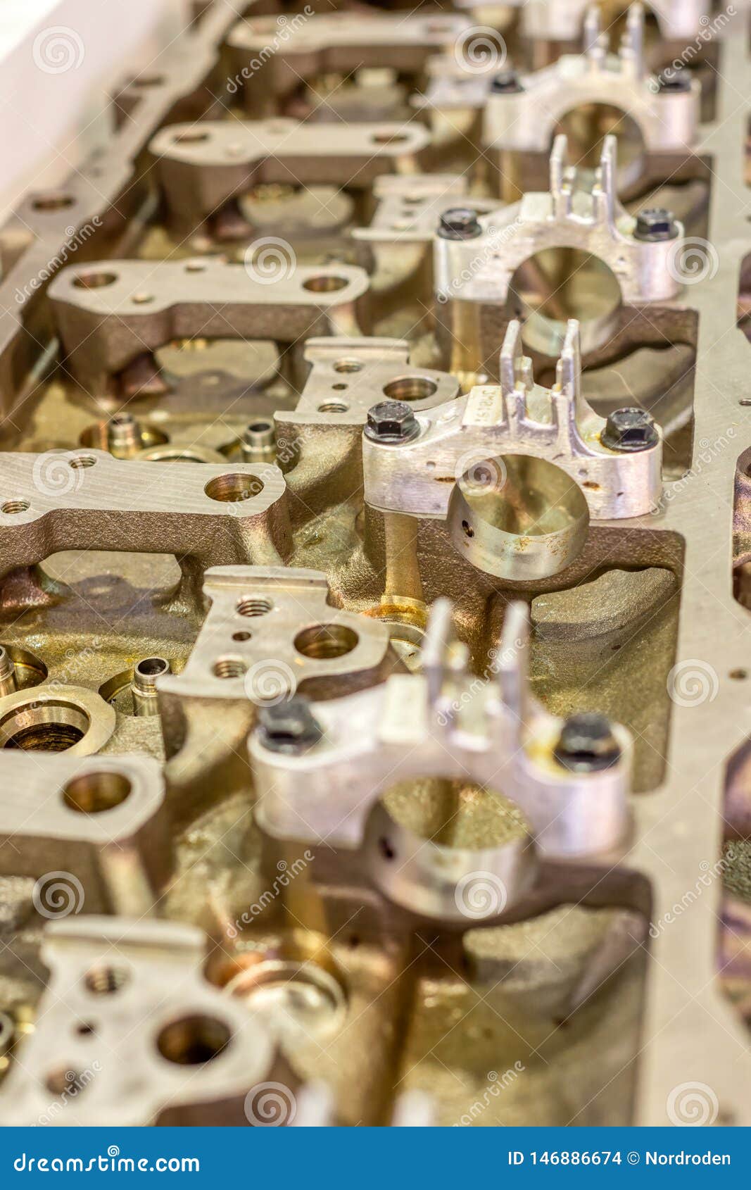 The Cylinder Head of the Internal Combustion Engine. Stock Photo