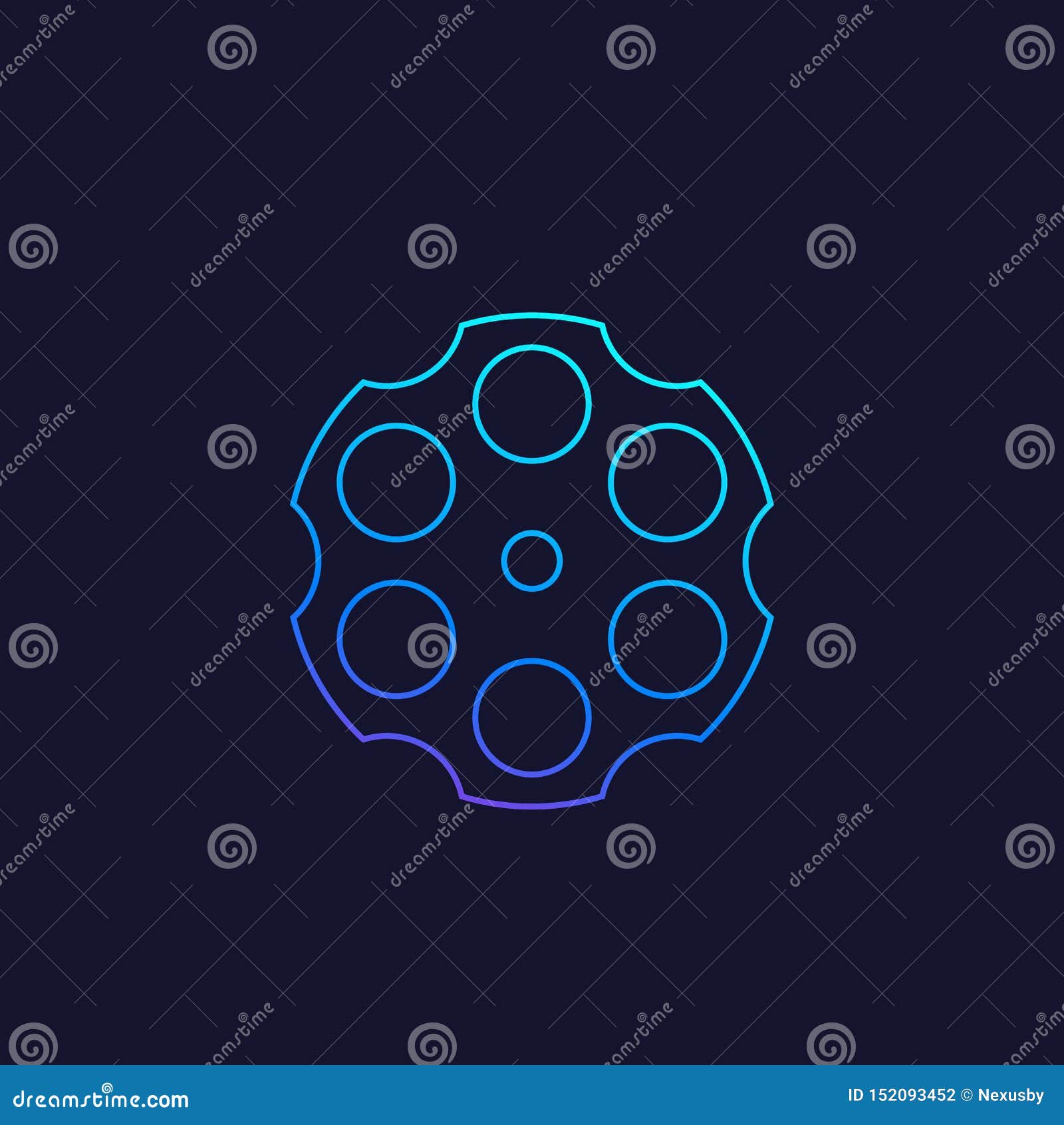 Cylinder of a Revolver, Linear Vector Stock Vector - Illustration of