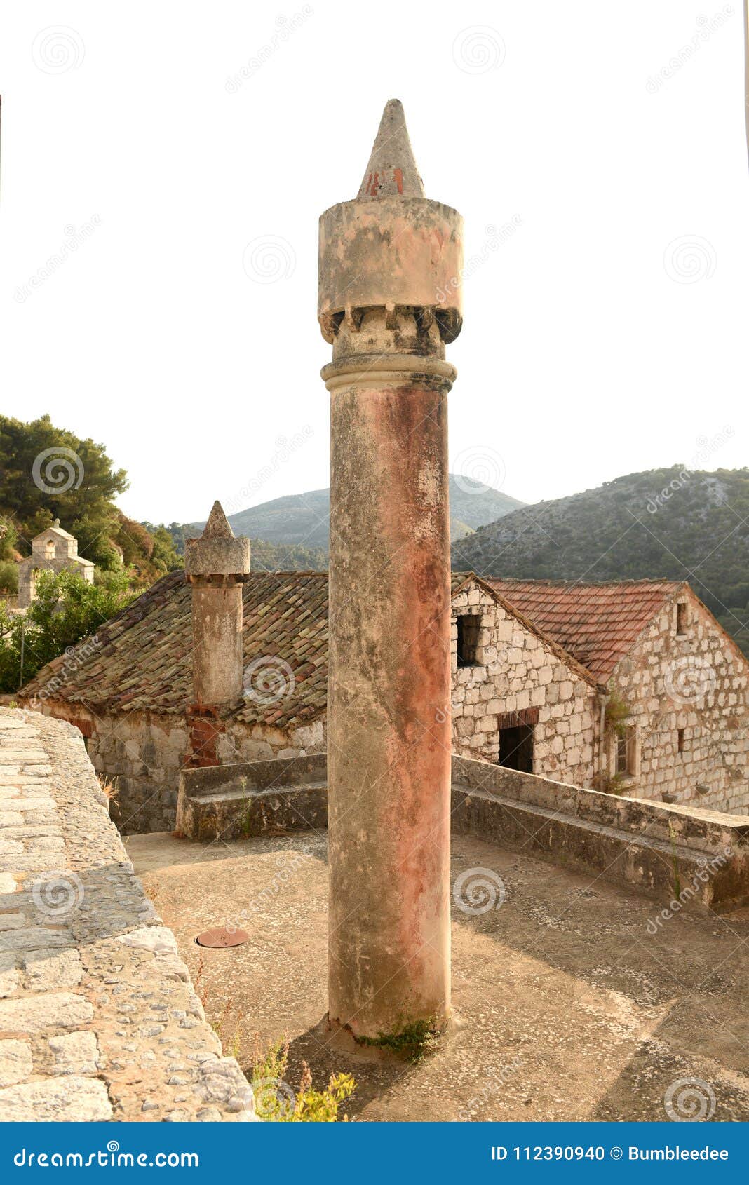 cylindrical chimneys fumar fumari on lastovo island, croatia