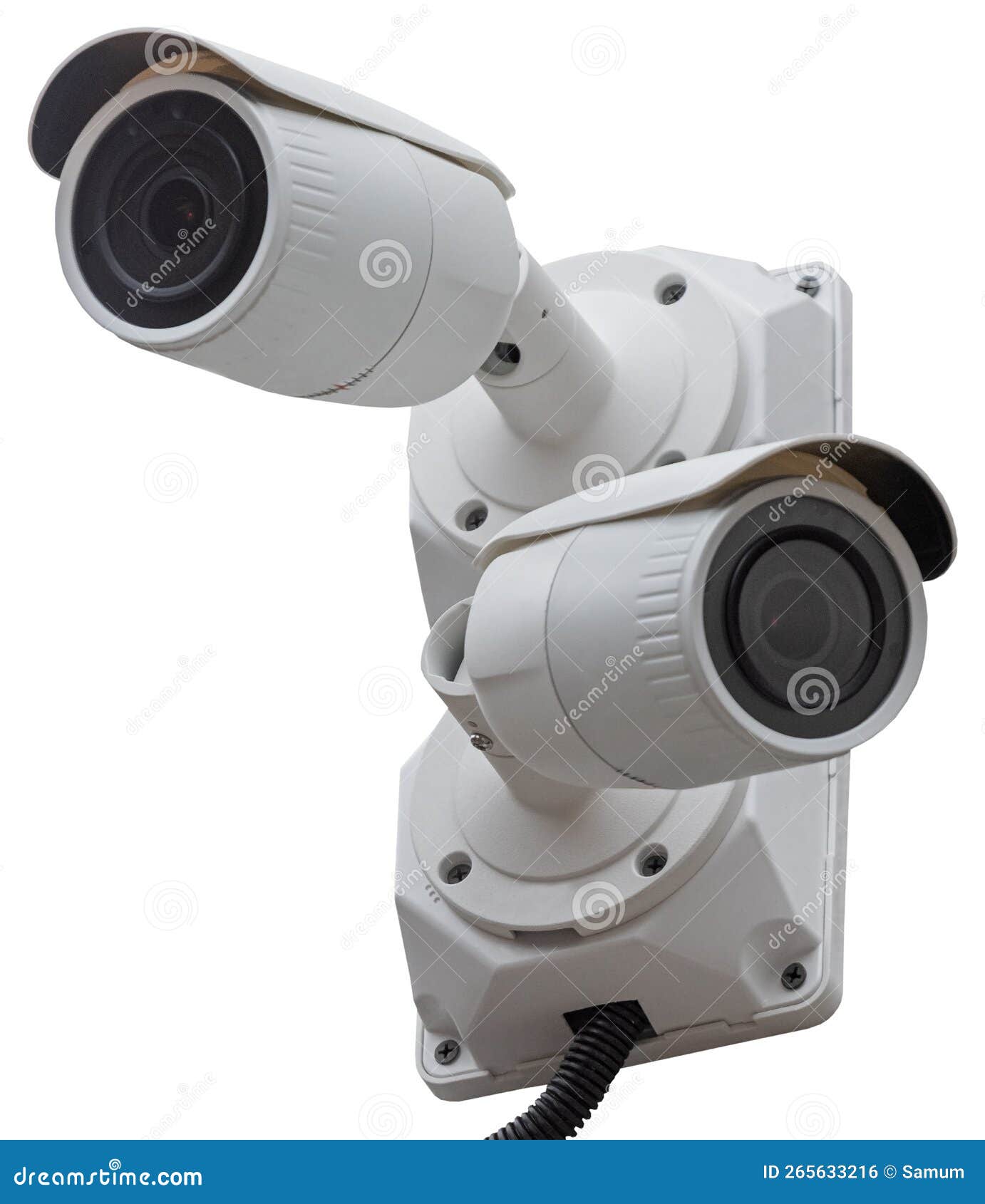 Cylindrical IP Security Cameras on White Stock Photo Image of