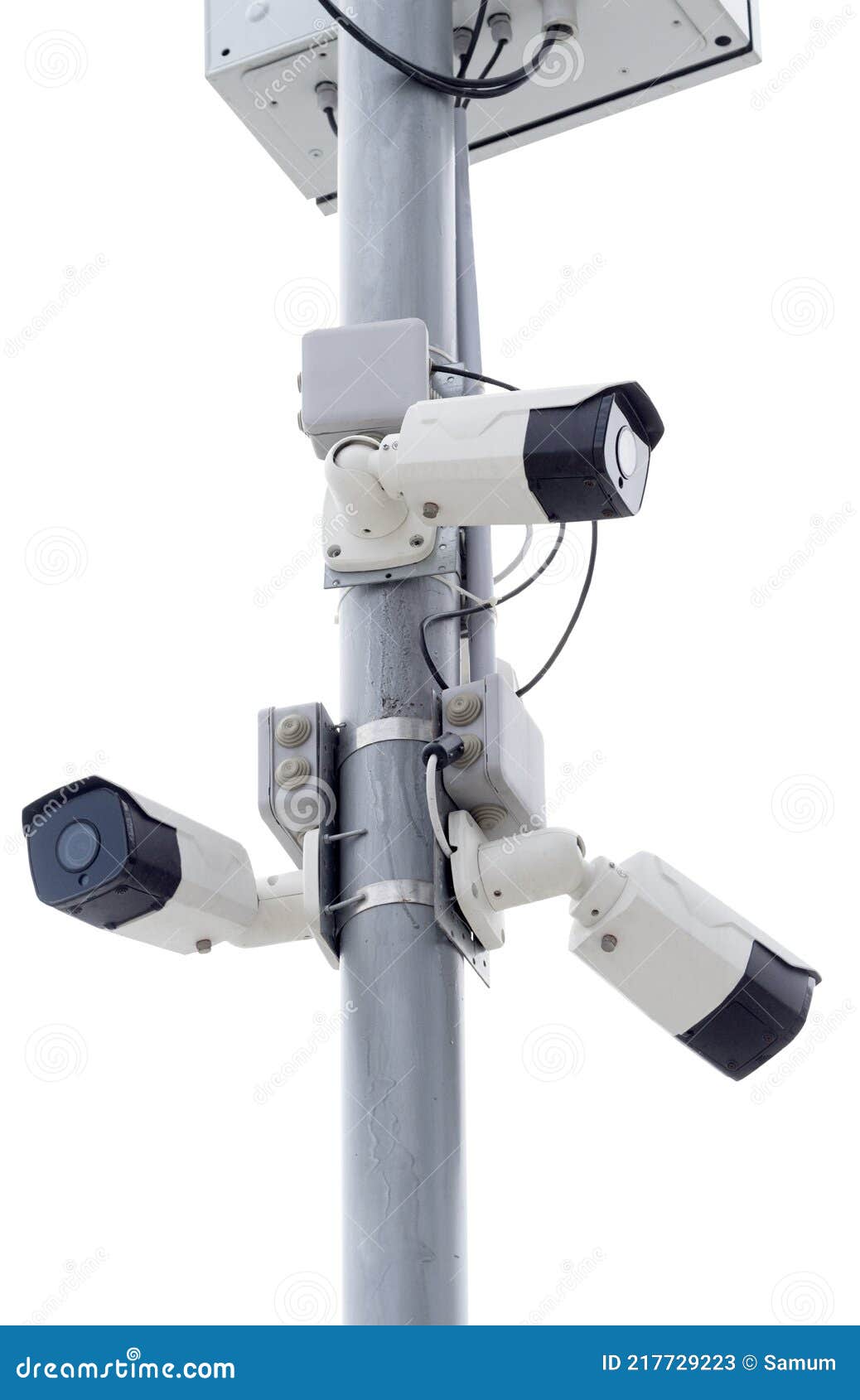 Cylindrical IP Security Cameras on White Stock Image Image of