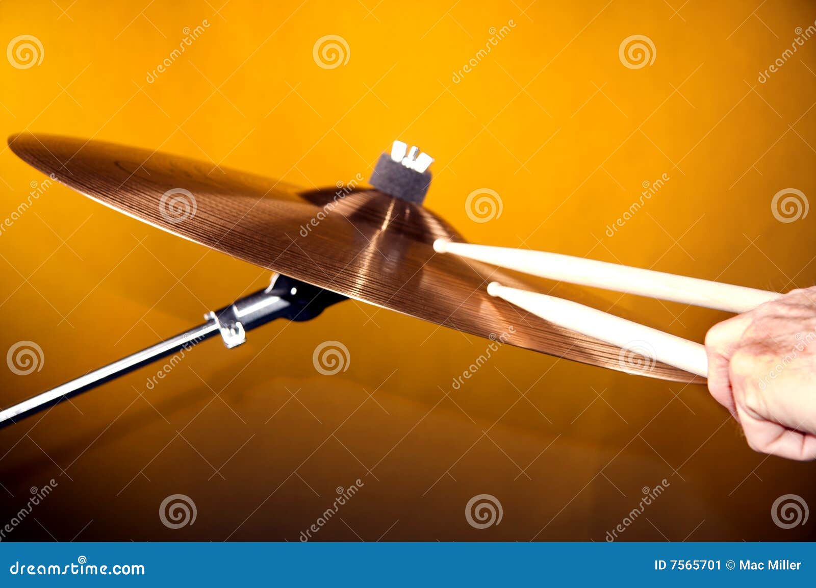 Cymbal Being Played stock image. Image of isolated, horizontal 7565701