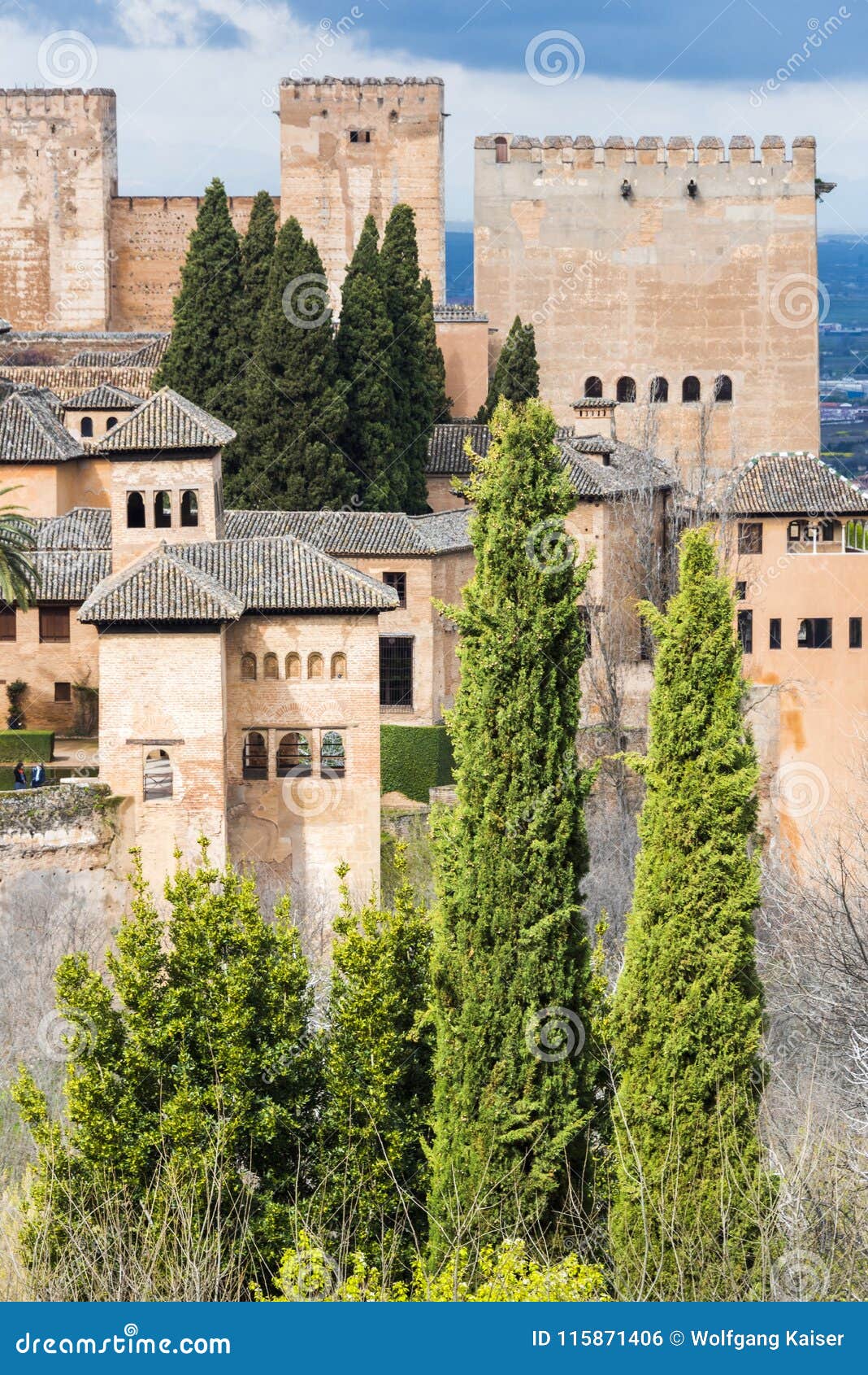 alhambra view, towers and fortress